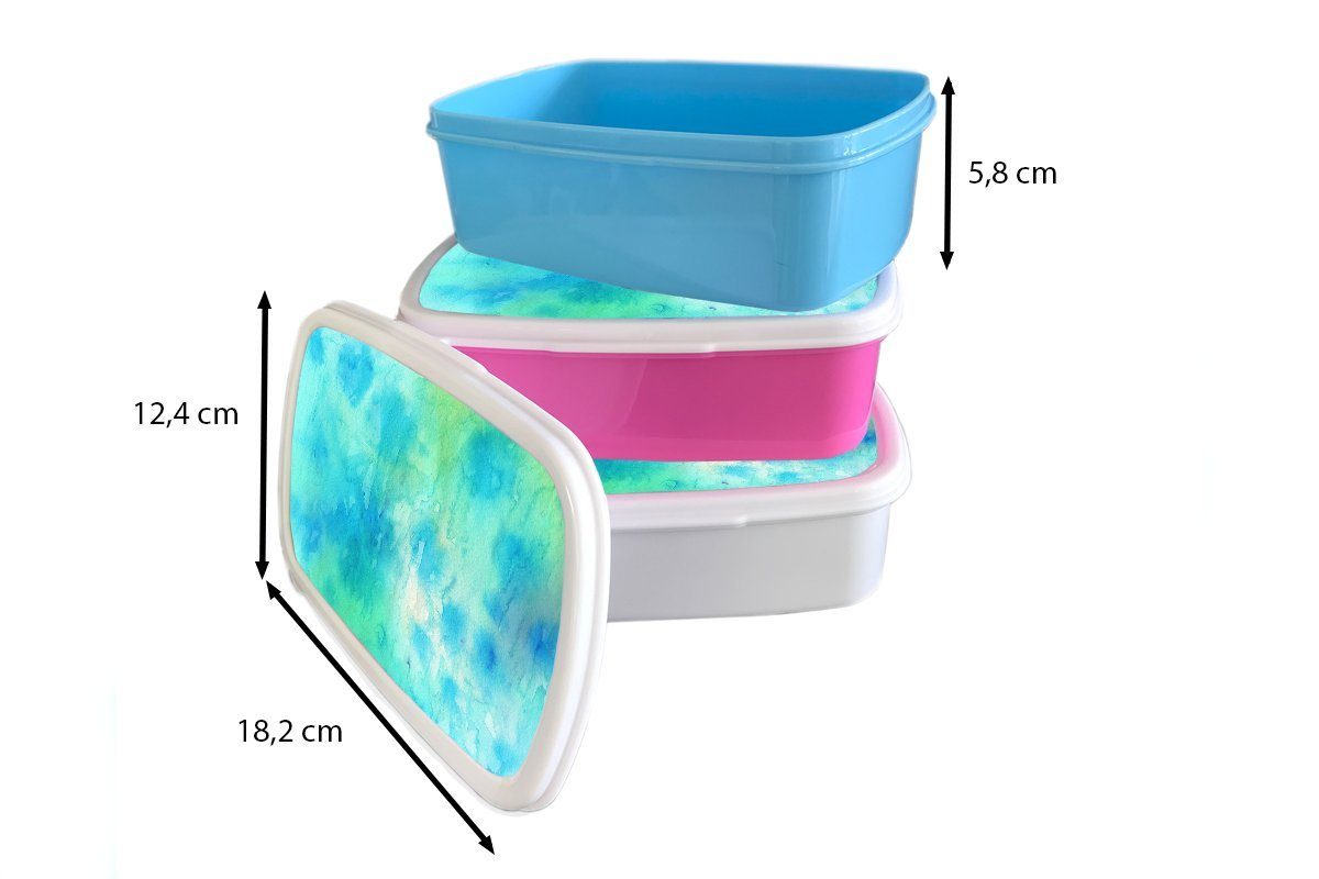 Brotbox Erwachsene, Blau, für Brotdose, - Lunchbox (2-tlg), Kunststoff, MuchoWow - Weiß Mädchen Kinder für Aquarell Grün - und Jungs und