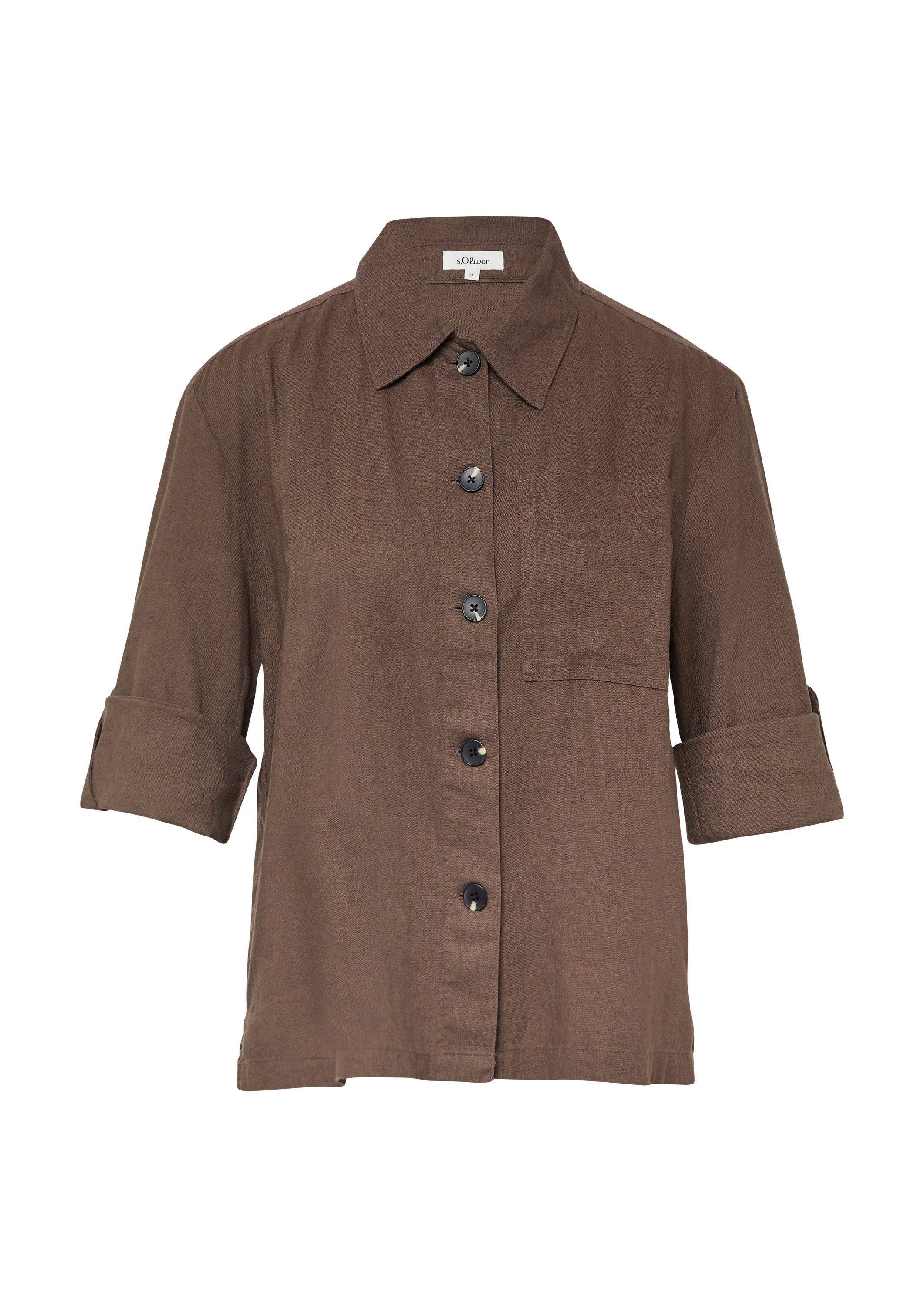s.Oliver Kurzarmbluse Bluse Hemdbluse aus Leinenmix günstig online kaufen