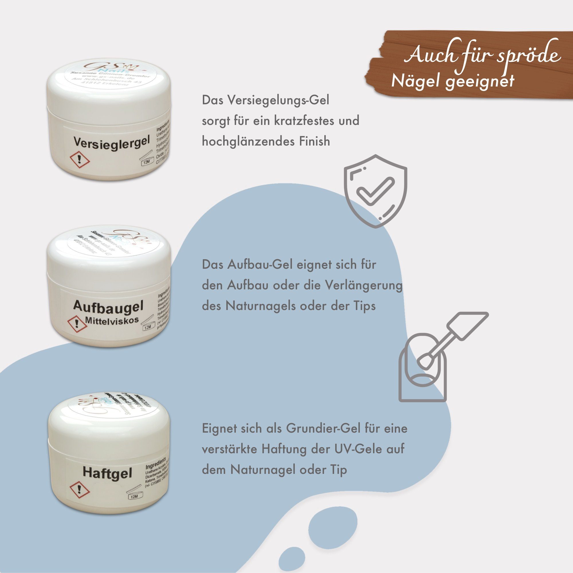 GS-Nails UV-Gel Set 4 x 15ml Babyboomer, Mit Gilbschutz