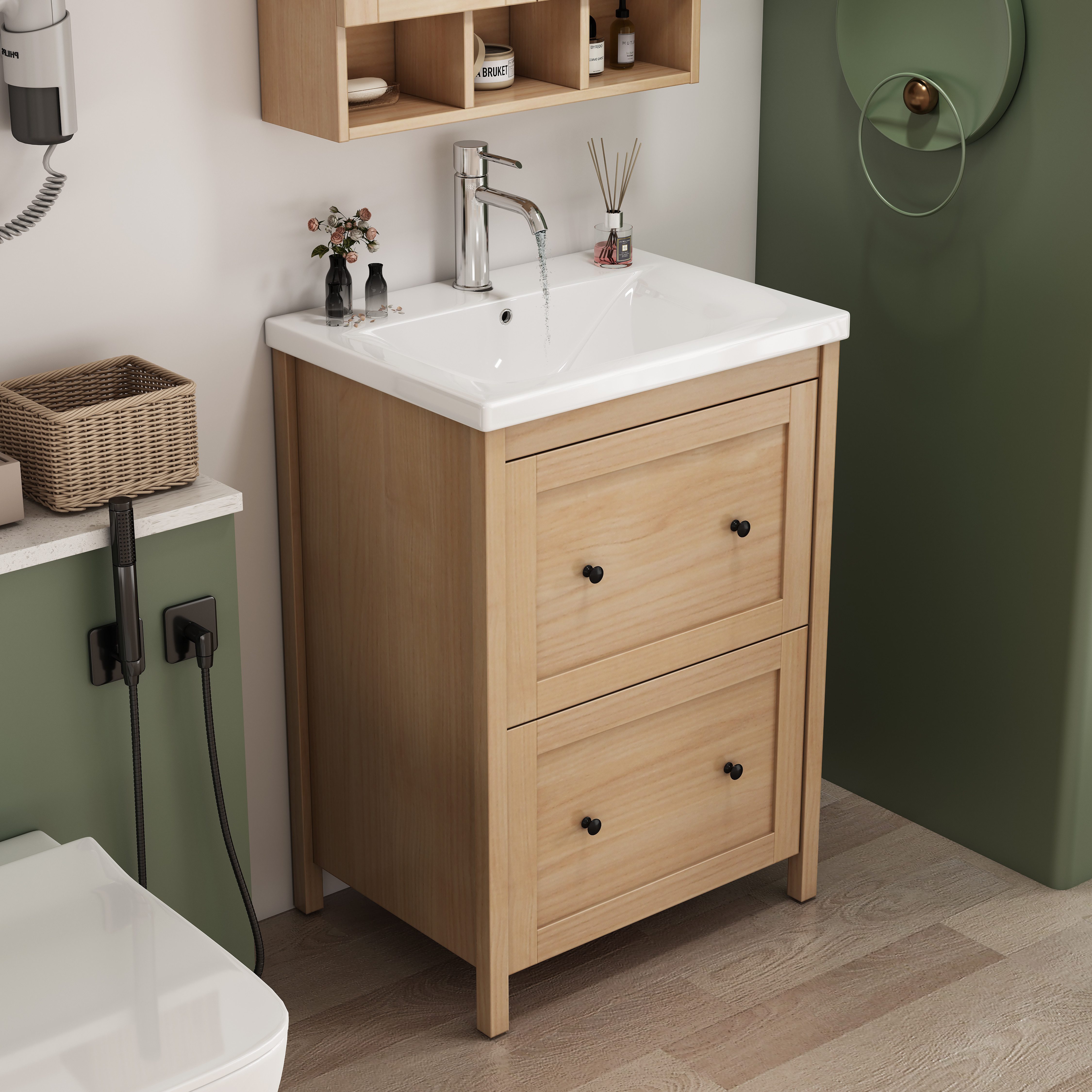 welltime Waschtisch Stockholm (Komplett-Set), Waschplatz mit 2 Auszügen und günstig online kaufen