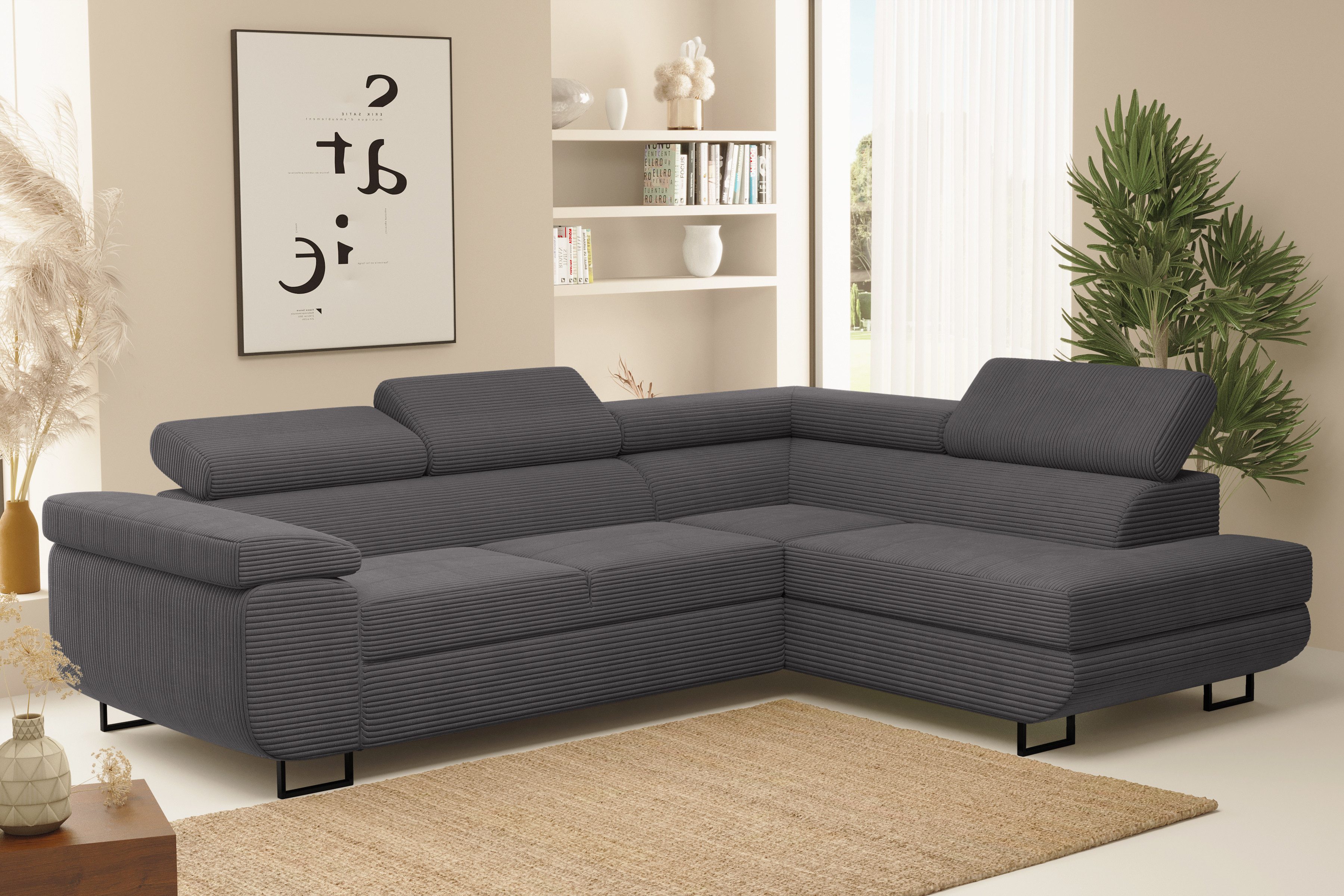 yourhouse24 Ecksofa TOKYO mit Schlaffunktion, mit Bettfunktion und Bettkasten, Seite universal