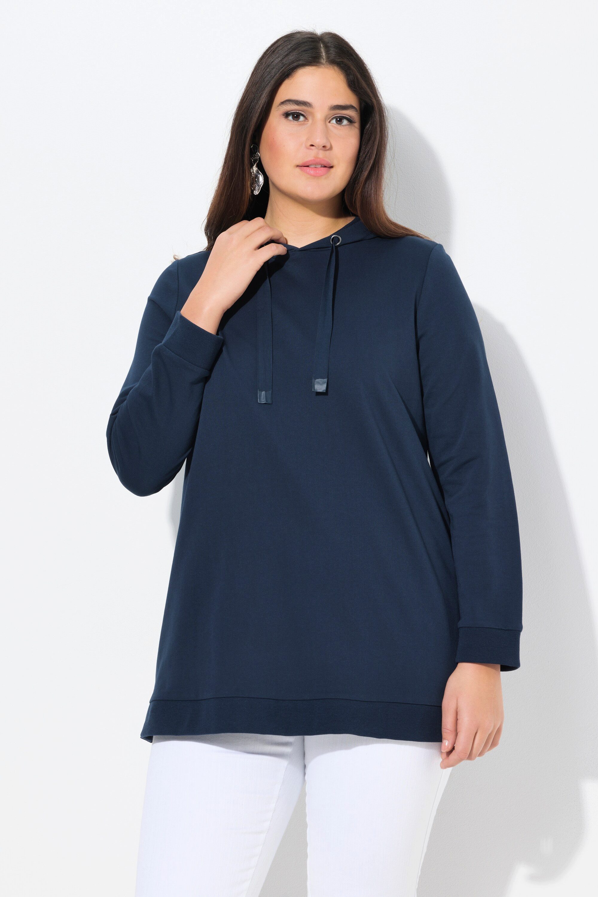 Ulla Popken Sweatshirt Long-Hoodie A-Linie Kapuze günstig online kaufen