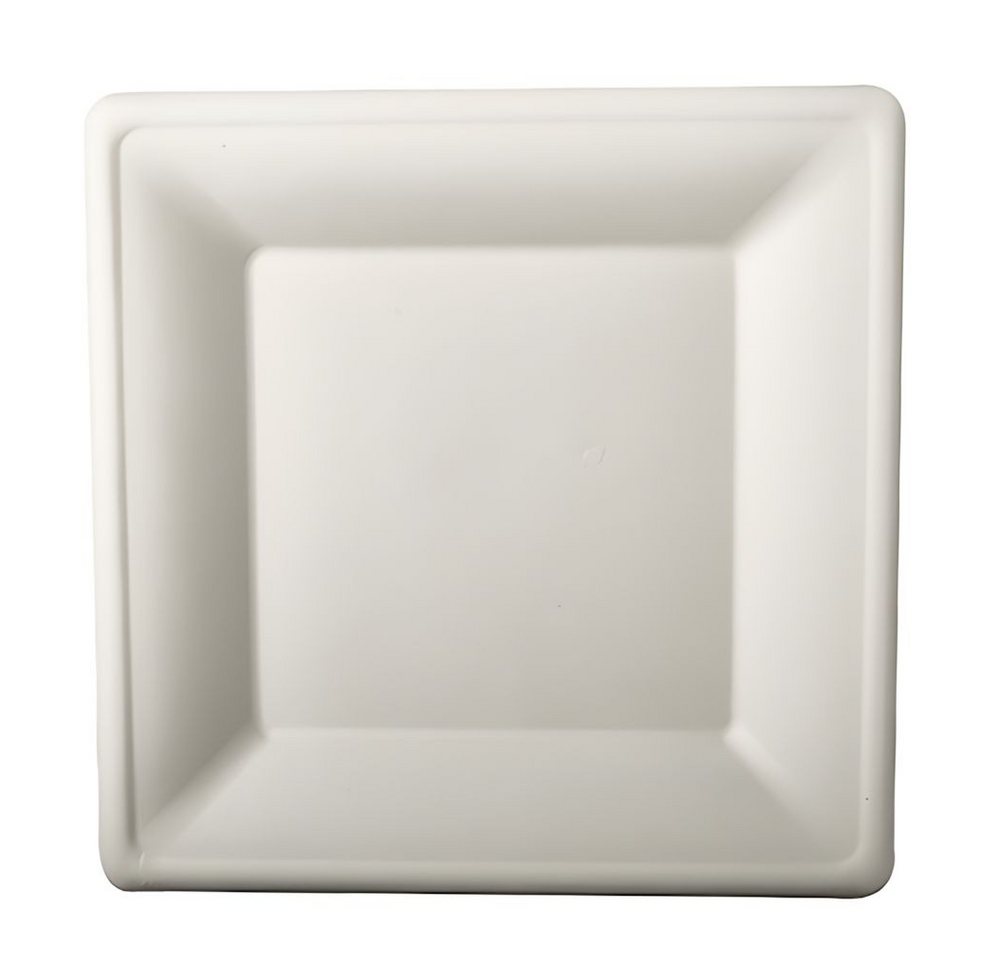 PAPSTAR Einwegteller Teller, Zuckerrohr pure eckig 26 cm x 26 cm weiss 50 Stk