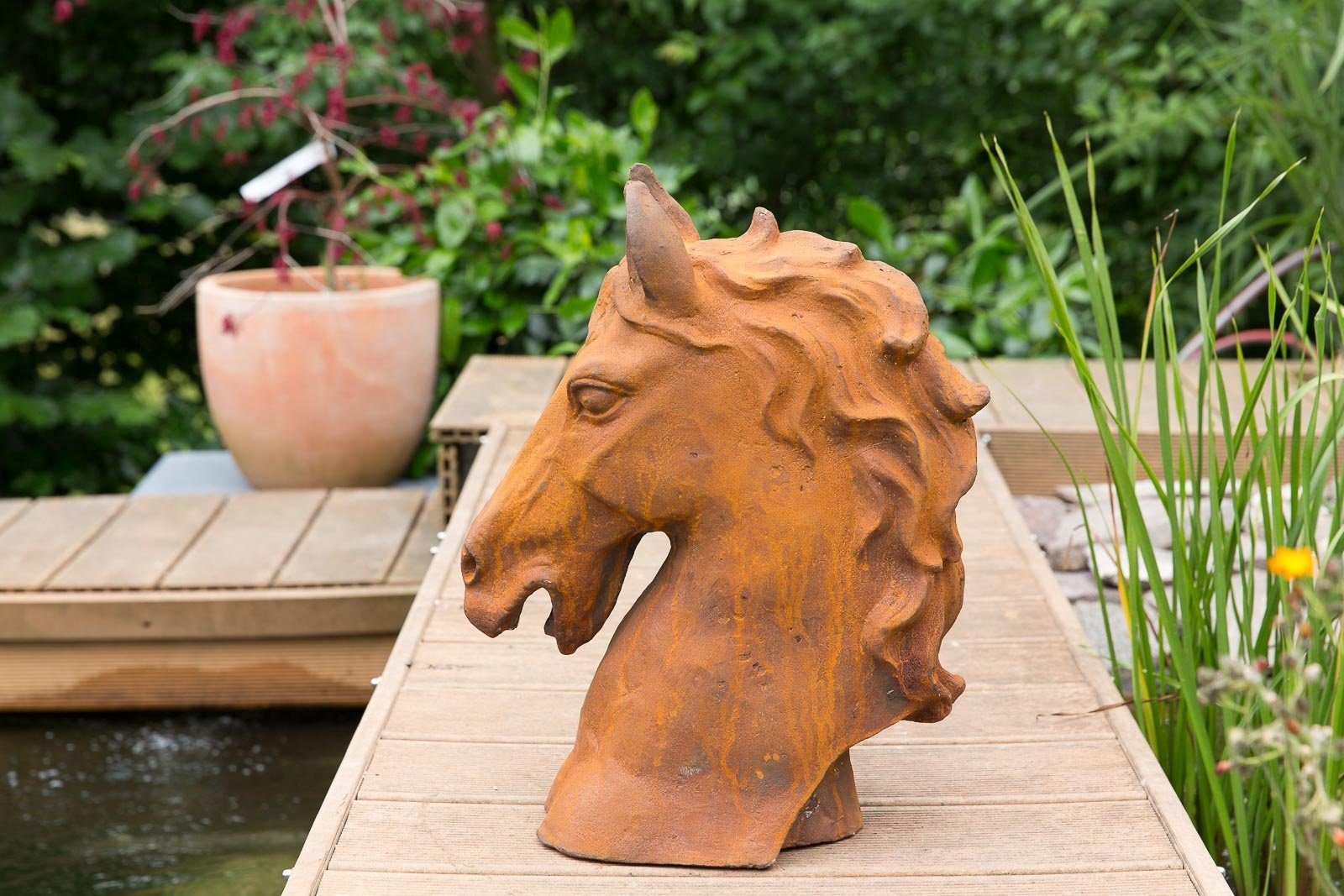 Pferd sculpture Horse Aubaho Pferdekopf Eisen iron Gartenfigur Figur Höhe Skulptur 20 kg