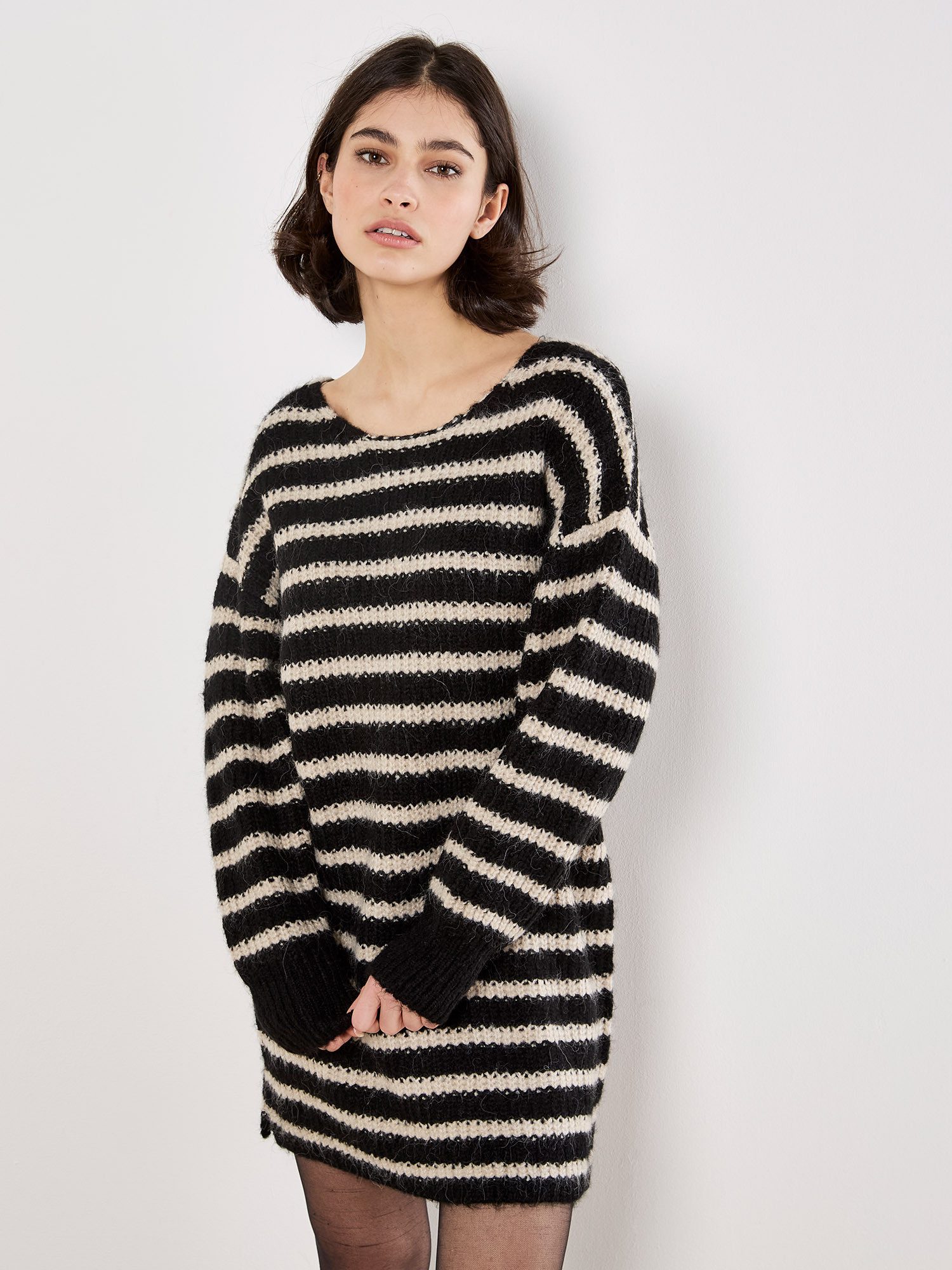 Apricot Streifenpullover Pulloverkleid mit Streifen