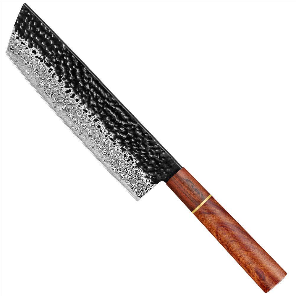 KingLux Damastmesser Nakirimesser aus 67 Schicht VG10 Damaszener Stahl Fleischmesser