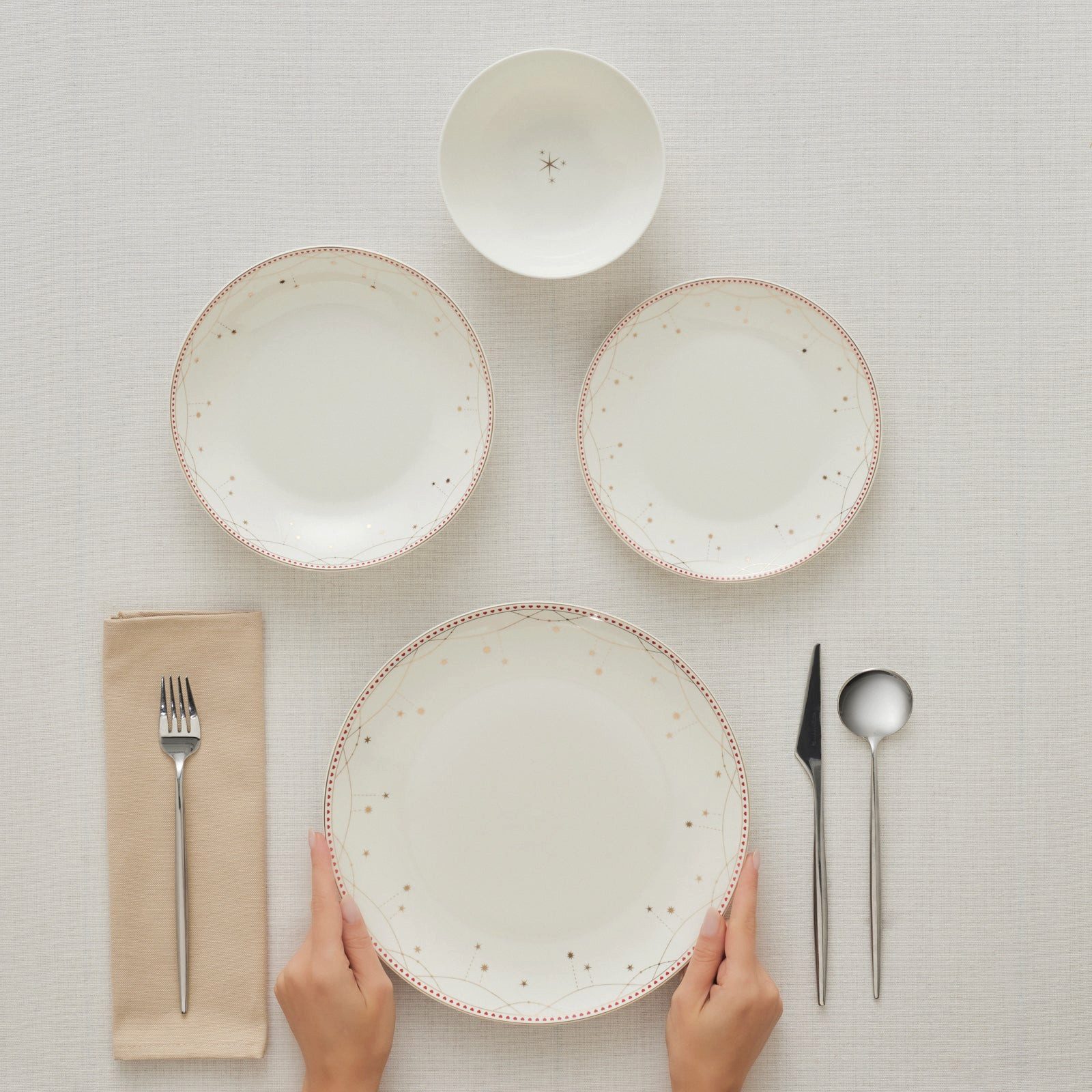 Karaca Geschirr-Set Karaca Elegance Bone Festival Tafelservice 24-tlg. für 6 Personen, 6 Personen, KNOCHENPORZELLAN – Bild 3 von 5