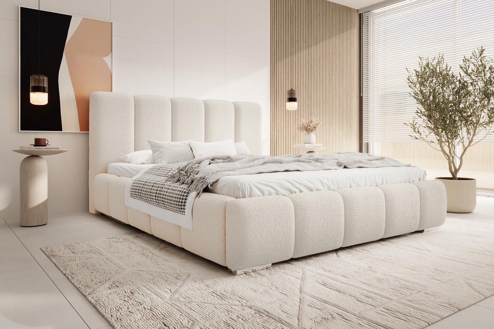 Compleo Polsterbett BUBBLE Boucle, Leistenlattenrost aus Holz 120/140/160/1 günstig online kaufen