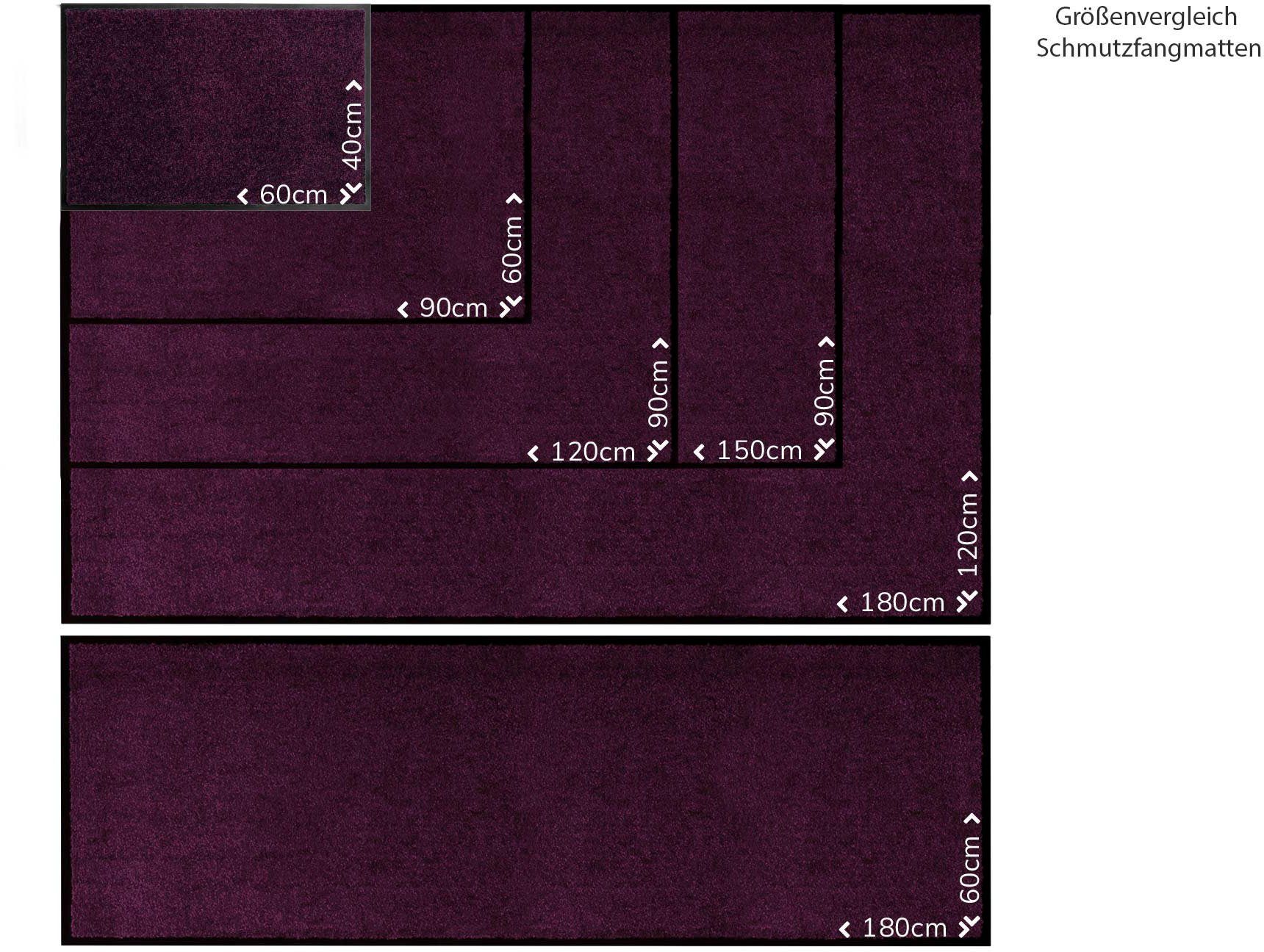 Fußmatte Schmutzfangmatte CLEAN Höhe: in Primaflor-Ideen rechteckig, Uni-Farben, 8 Textil, Schmutzfangmatte, UV-beständig, mm, lila PRO, waschbar