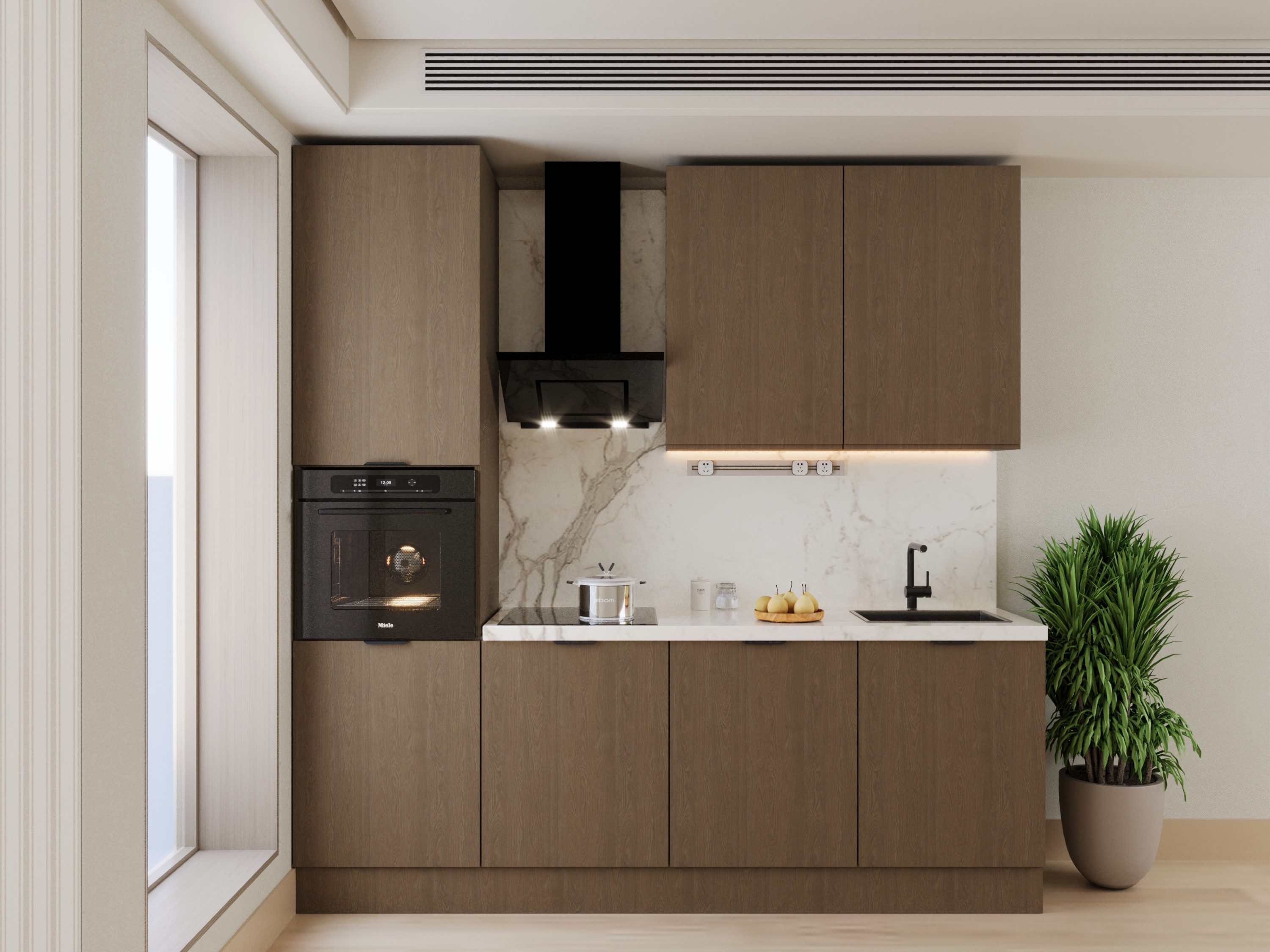 ROYAL24_MARKT Küchenzeile – KU-S21 – Sorento – Kompakte Moderne für jeden Raum, (Komplett Set), Premium – Elegant – Präzise