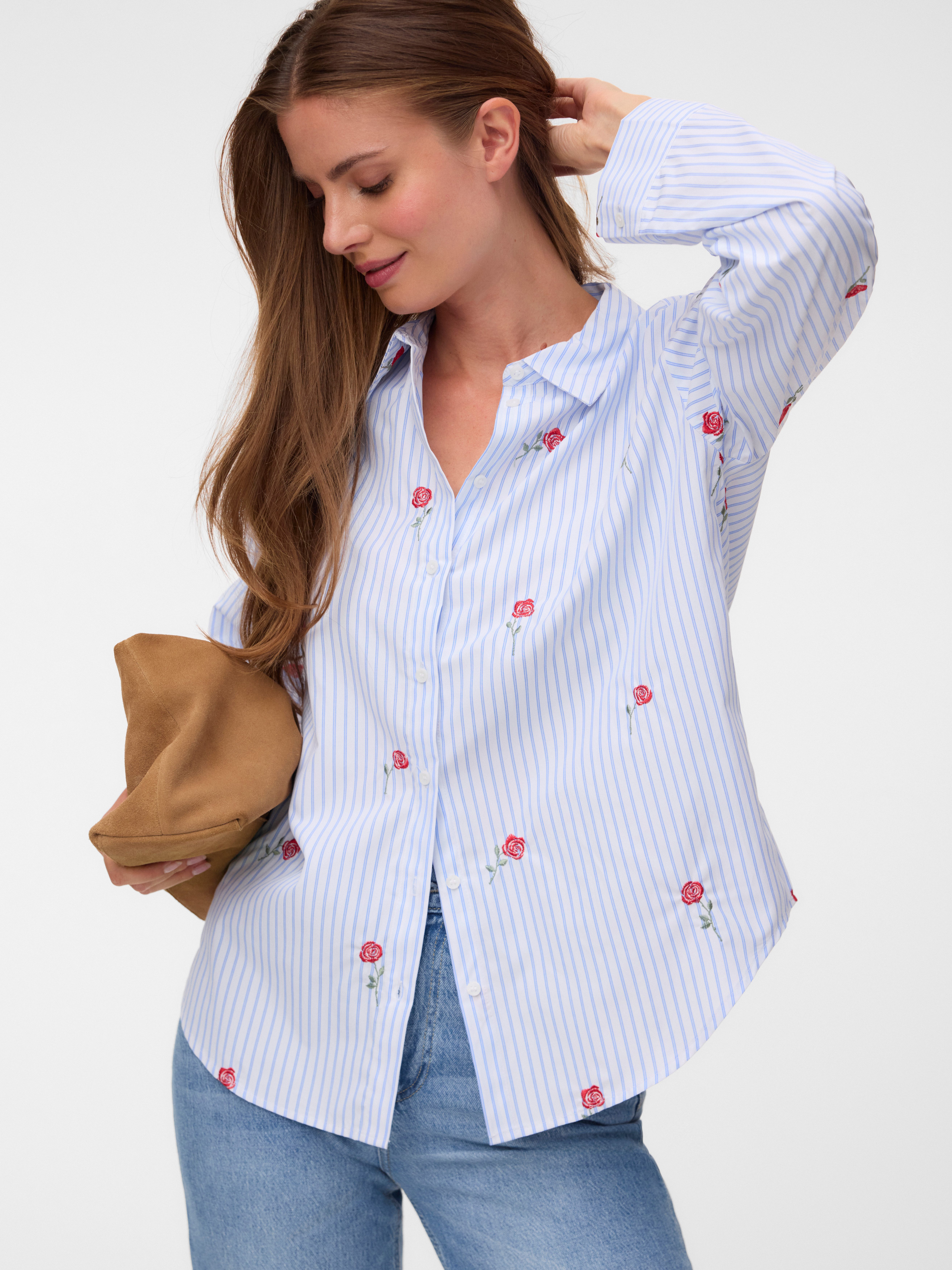 Vero Moda Hemdbluse VMTIRA LS SHIRT WVN Materialmix