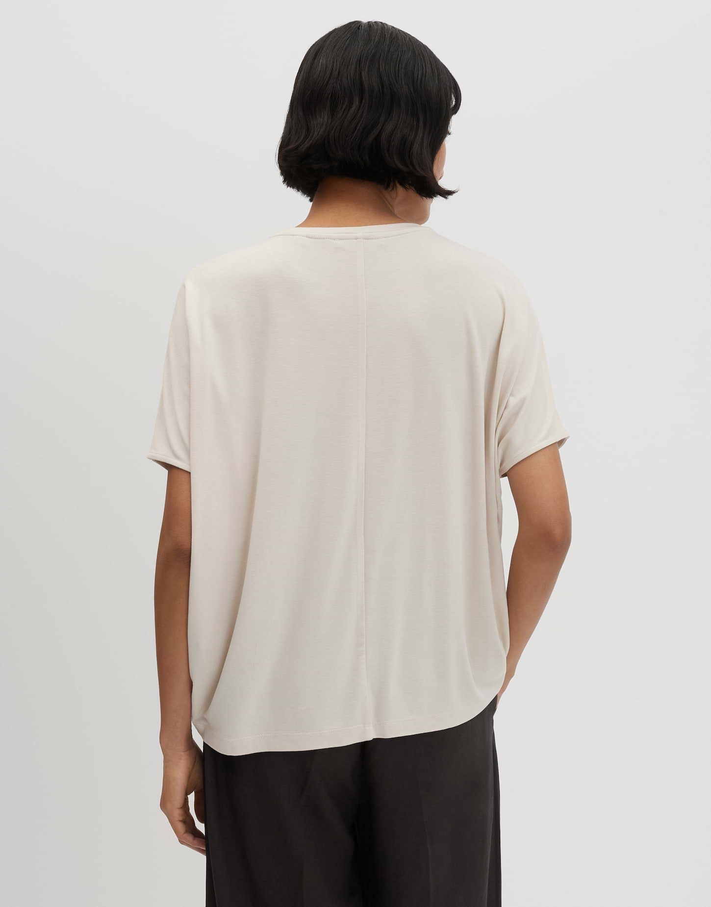 someday Kurzarmshirt Oversized Jerseyshirt im Materialmix Überschnittene Schultern für klare Silhouette