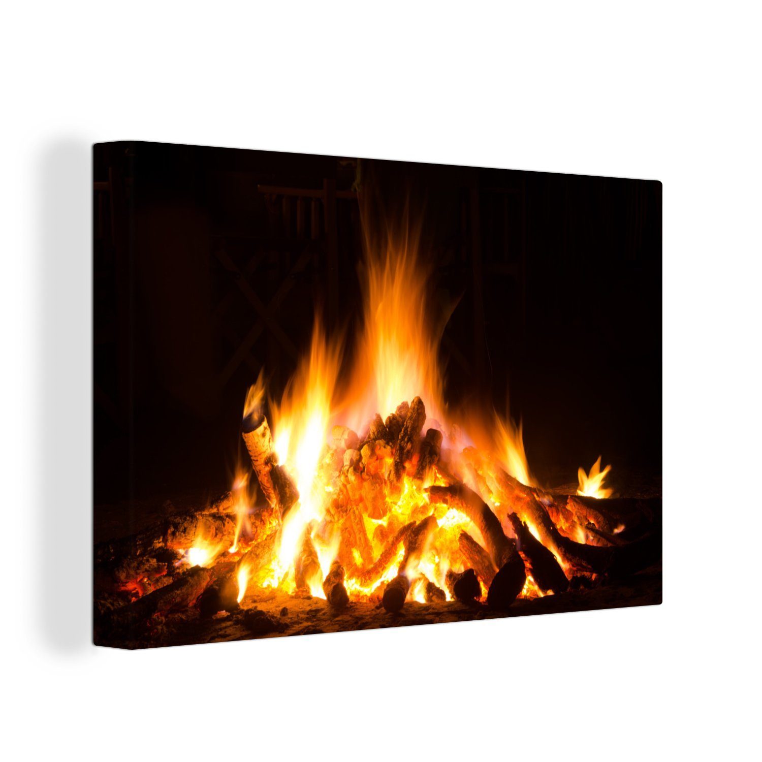 OneMillionCanvasses® Leinwandbild Kamin vor schwarzem Hintergrund, Fotodruc günstig online kaufen