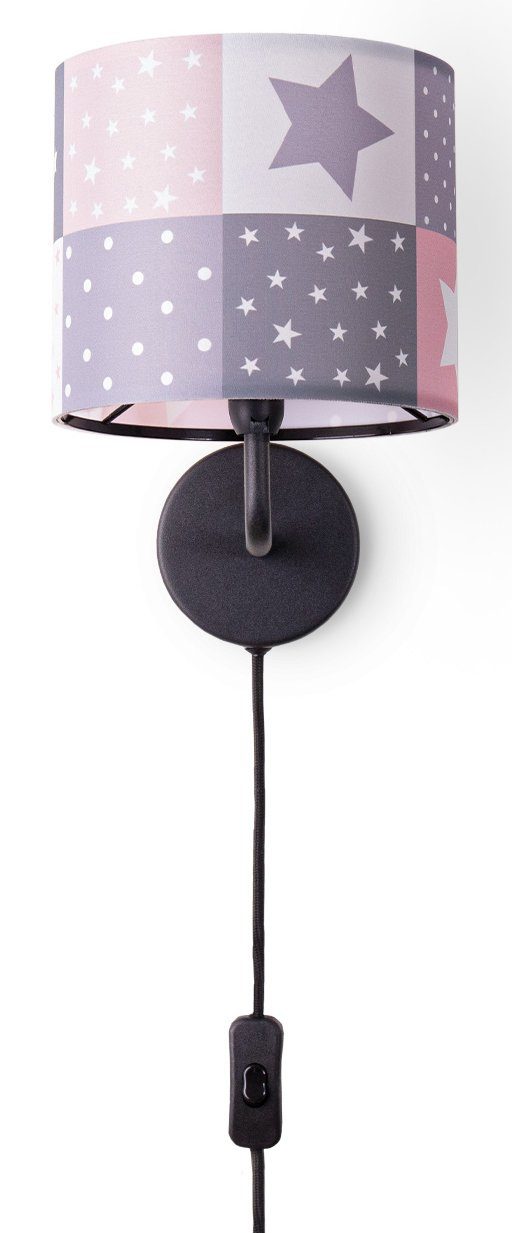 Paco Home Wandleuchte Cosmo E14 Ø…18cm Sterne Kabellänge Punkte Leuchtmittel, Schalter 3m 345, Kinderlampe Wandlampe ohne