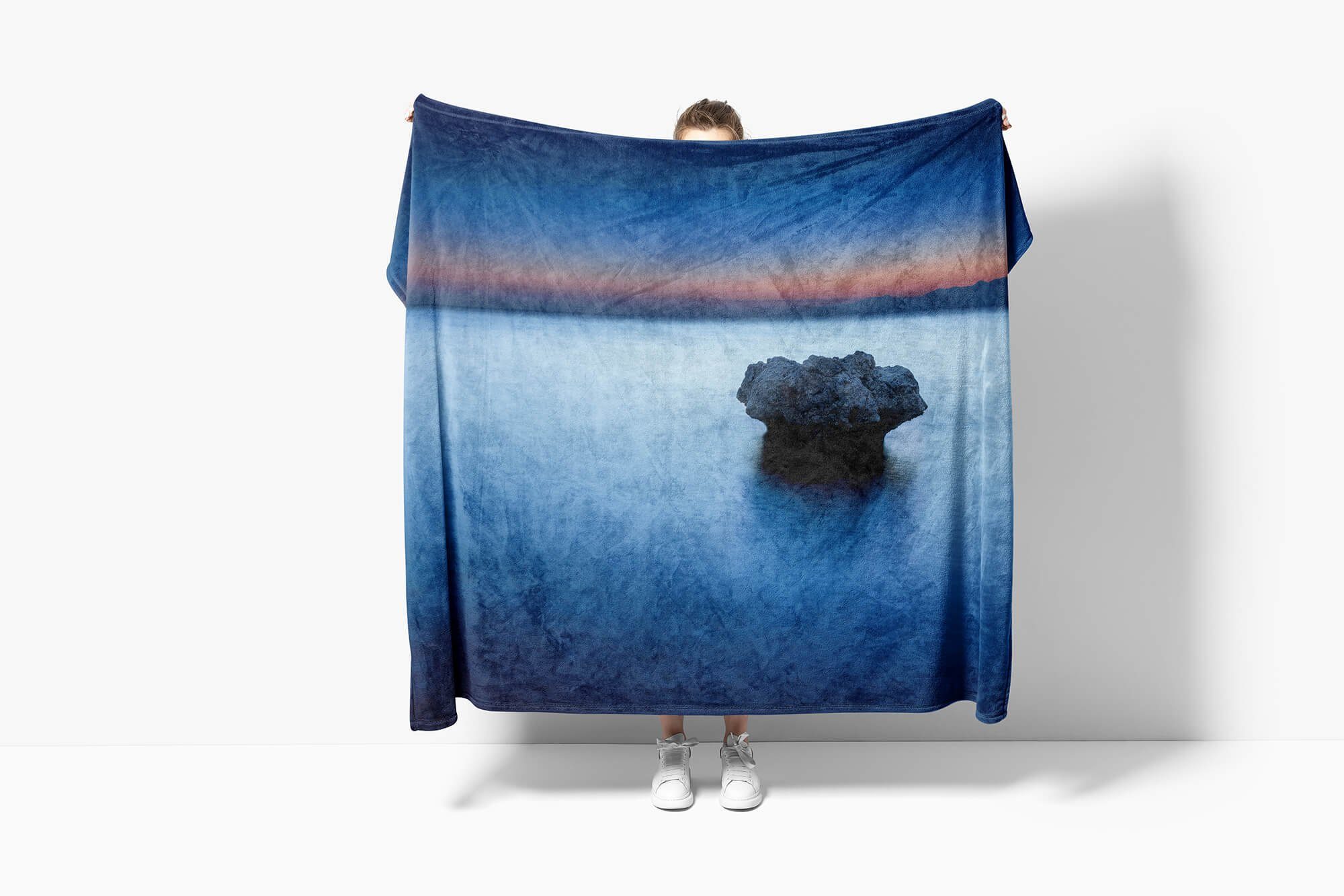 Handtuch Sinus Abenddämmerung (1-St), Fotomotiv Saunatuch Strandhandtuch Kuscheldecke Art Handtuch Mee, Baumwolle-Polyester-Mix Handtücher mit