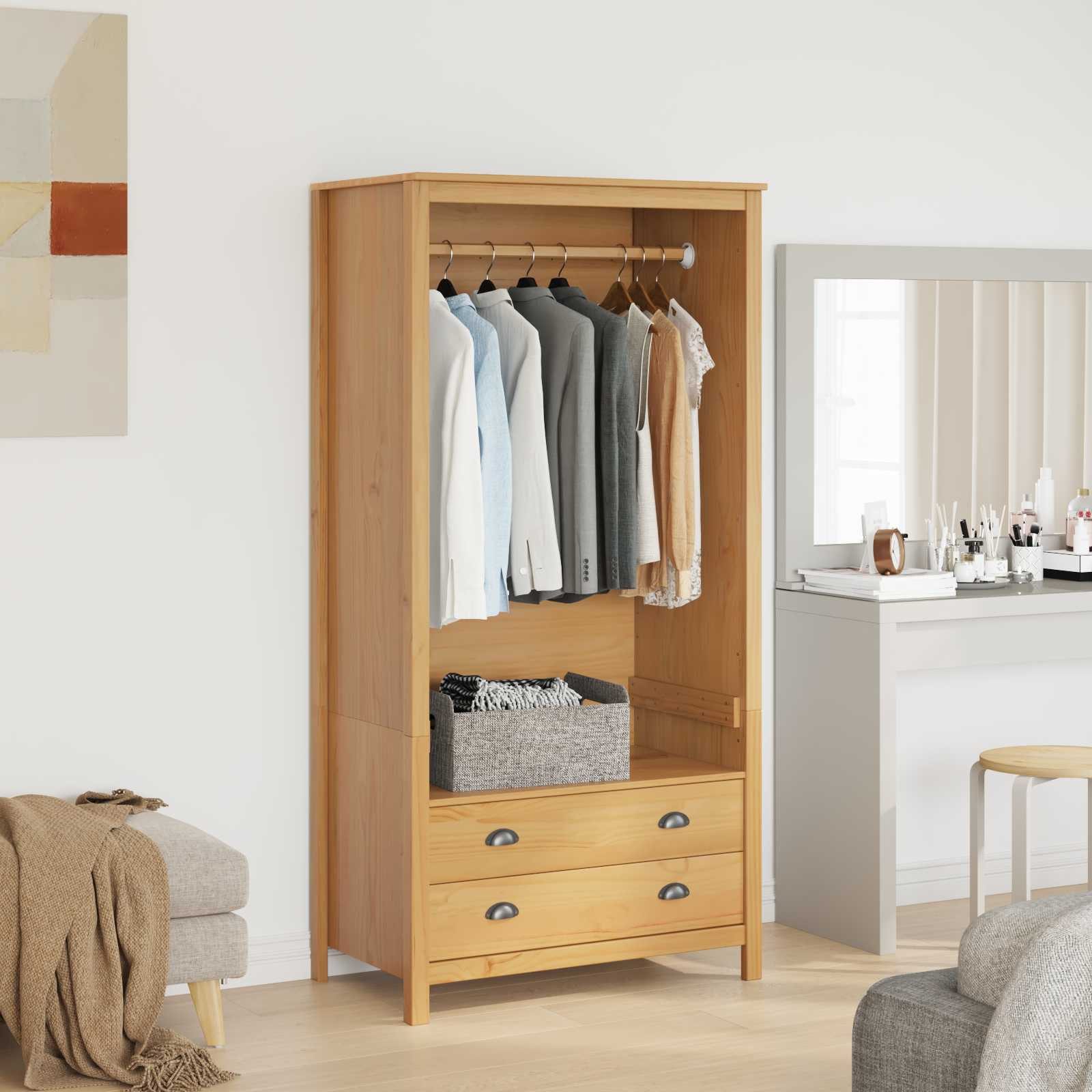 vidaXL Kleiderschrank Kleiderschrank mit Schubladen HILL Honigbraun 84 x 50 x 170 cm (1-St)
