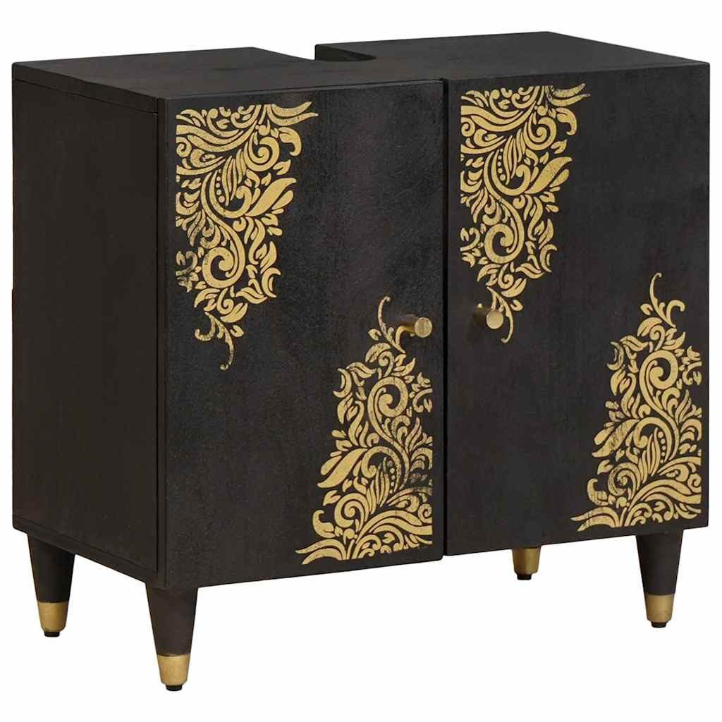 vidaXL Badezimmerspiegelschrank Waschbeckenunterschrank mit Speicher Schwarz 62 x 33 x 58 cm (1-St)