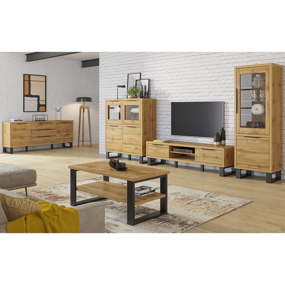 Lomadox Couchtisch HENDERSON-83, Wohnzimmer Couchtisch in Wotan Eiche Nb., B/H/T ca. 110/50/60 cm