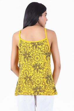Guru-Shop T-Shirt Yoga Top Blümchen - gelb Festival, Ethno Style, alternative Bekleidung
