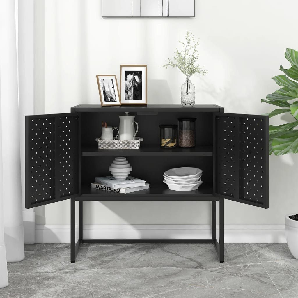 vidaXL Sideboard Sideboard Schwarz 75x35x75 cm Stahl (1 St)