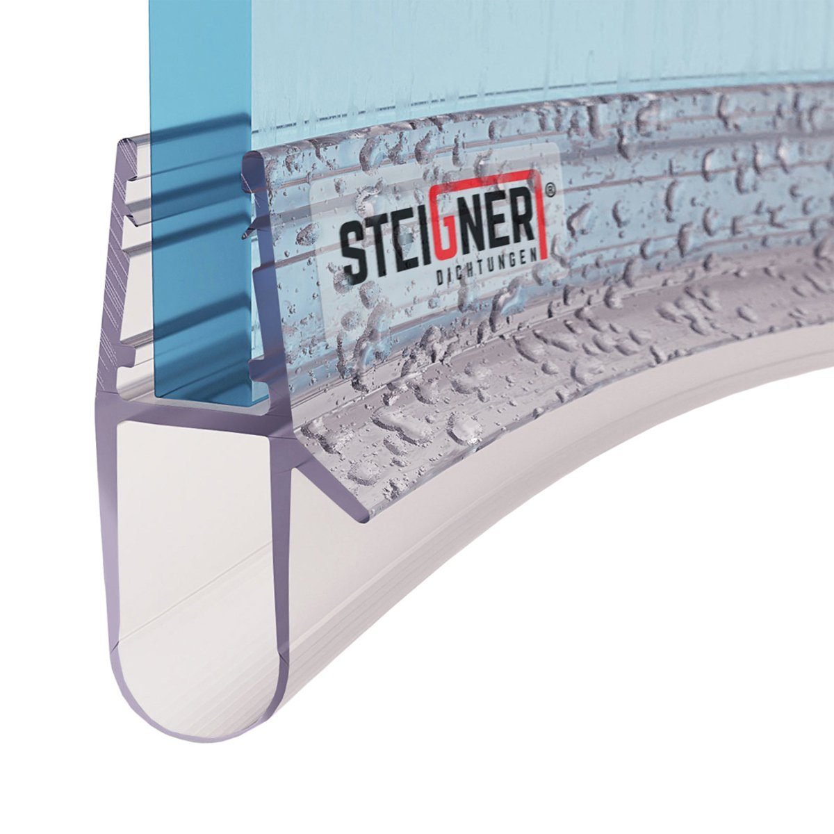 STEIGNER Duschdichtung 40cm Vorgebogene Ersatzdichtung für Runddusche, L: 40 cm, (1 Stück Packung, Einzeldichtung), Glasstärke 5/6/ 7/8 mm Model: UK17
