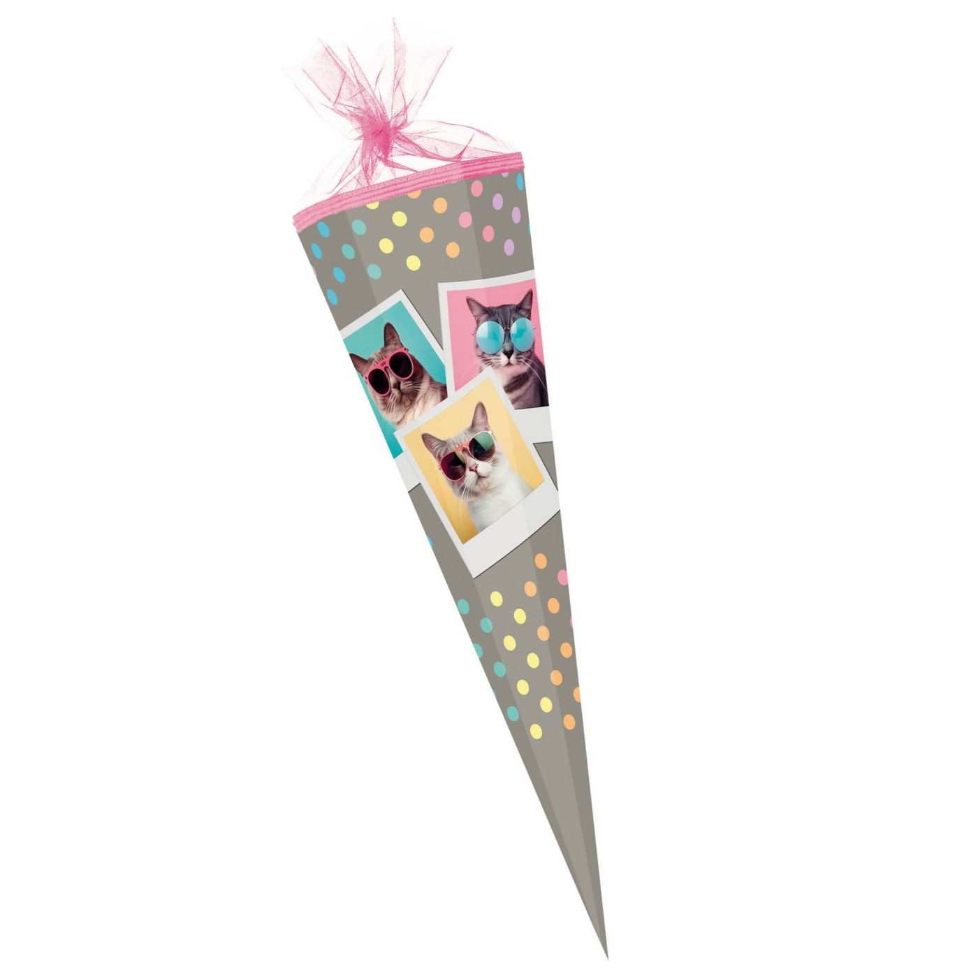 Nestler Schultüte Nestler Schultüte Cool Cats 85 cm 6-eckig Tüll/Textilborte