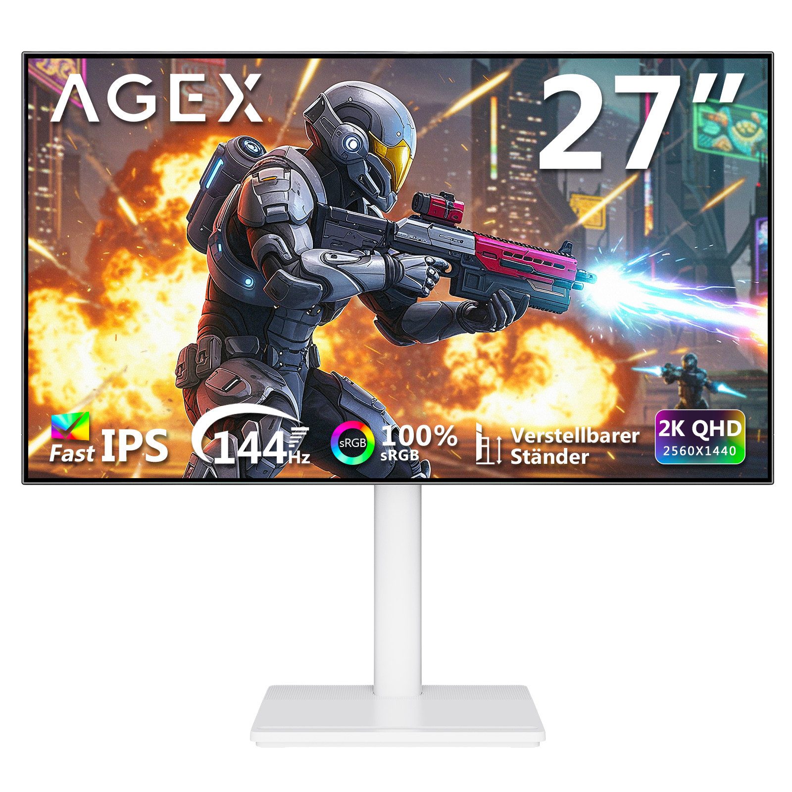 Z-EDGE 27" 144Hz 2K QHD 1440P IPS 1ms Gaming-Monitor (68,58 cm/27 ", 2560 × 1440 px, QHD (2K), 1 ms Reaktionszeit, 144 Hz, IPS, DP & HDMI‑Anschlüsse)