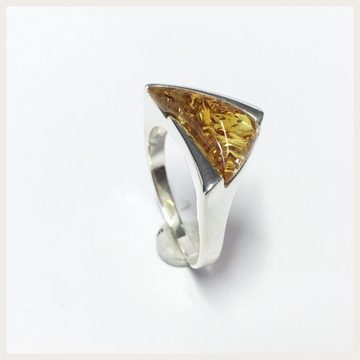 Edelschmiede925 Silberring Silberring 925 mit braunem Bernstein dreieckig Ringgröße 64