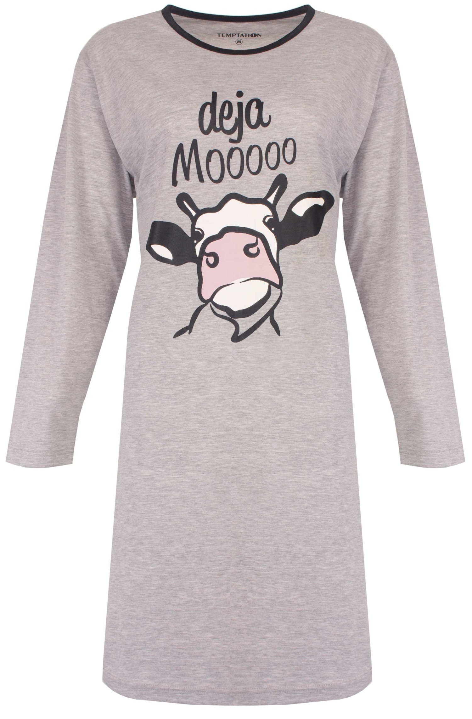 TEMPTATION Nachthemd Damen Schlafshirt mit langem Arm (1-tlg) Baumwolle günstig online kaufen
