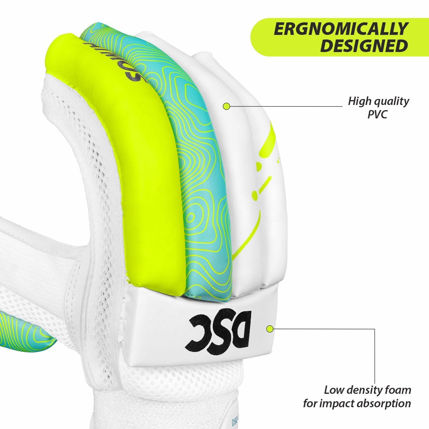 DSC Trainingshandschuhe Atmos Cricket Batting Handschuh – Leder, Leicht & Stoßschutz (Cricket Batting Handschuh, 1 Stück, Herren LH (linke Hand), Multicolor)