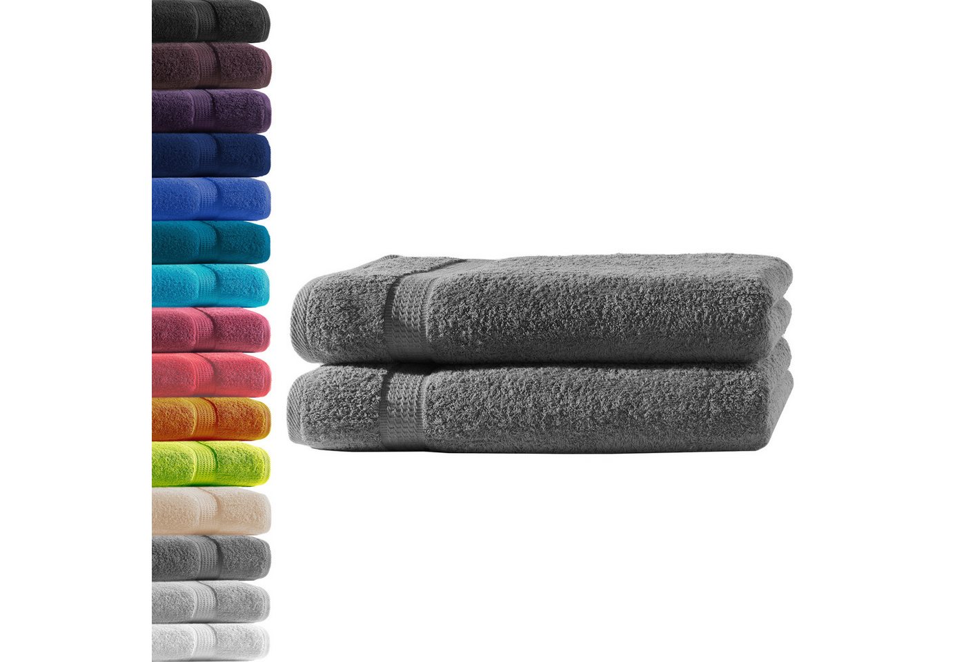 Hometex Premium Textiles Handtuch in Premium Qualität 500 g/m², Feinster Frottier-Stoff 100% Baumwolle, 2x Duschtuch, weich, saugfähig, extra schwer & flauschig