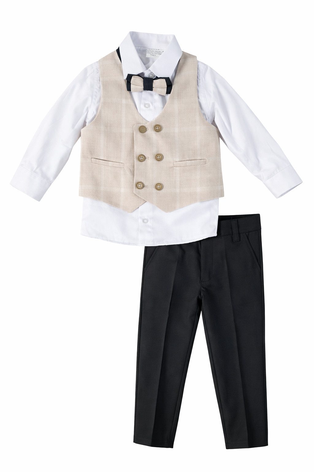 Lorey Medtec Anzug 4-teilig Jungen Outfit, 4er Set: Hemd, Weste, Hose, Fliege, 100% Baumwolle (Hemd + Weste + Hose + Fliege)