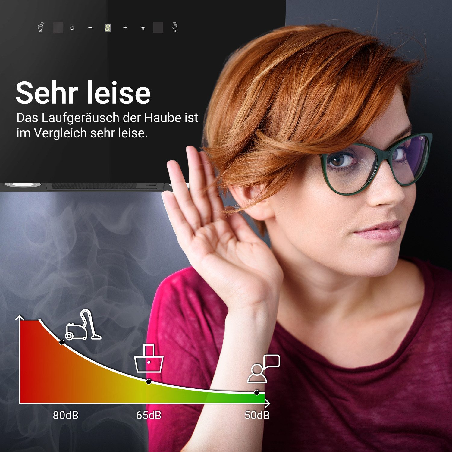 KKT KOLBE Wandhaube Dunstabzugshaube 80cm TRIO8025S Dunstabzugshaube 80cm TRIO8025S, Abzugshaube / Abluft / 80cm / Umluft / Schwarz / Gestensteuerung / LED