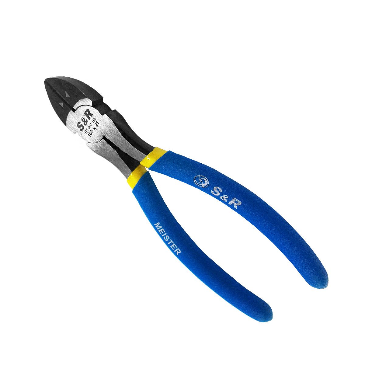 S&R Seitenschneider 180x24 mm, 55 High Carbon Stahl, phosphatierte Schneidbacken, 1-tlg., mit integrierter Zange, doppelt ummantelte Griffe