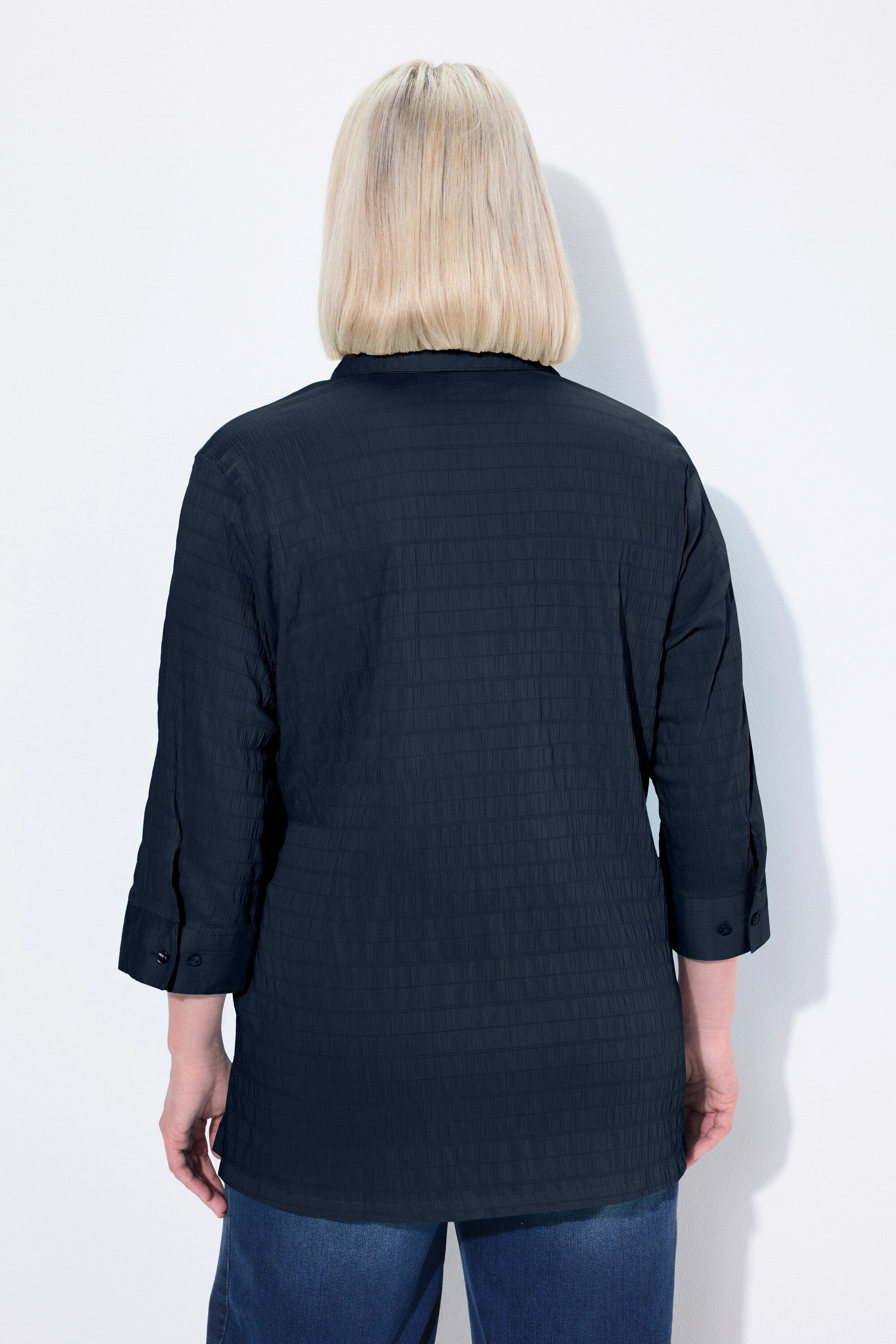 Ulla Popken Hemdbluse Bluse Bubble-Qualität Hemdkragen 3/4-Arm