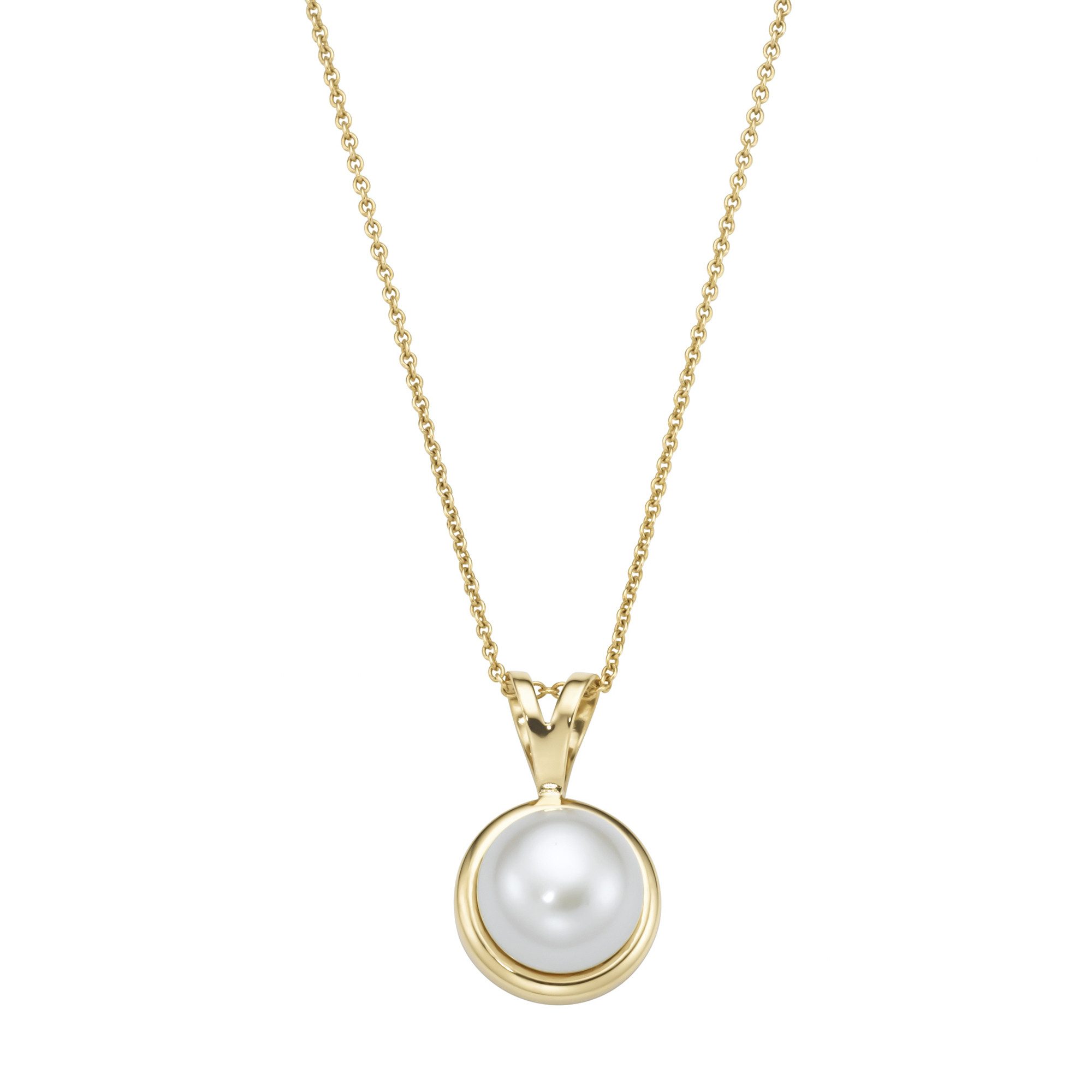 Kette mit Anhänger mit einer Süßwasser Zuchtperle, Gold 375