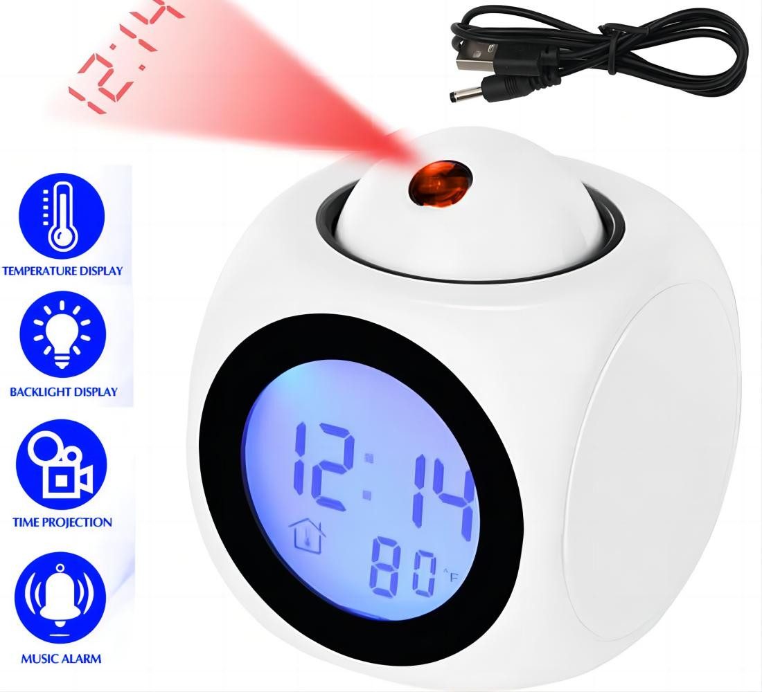 Projektionswecker Projektionswecker LED Musik Nachtlicht Schlummeroption Zwei Lademodi