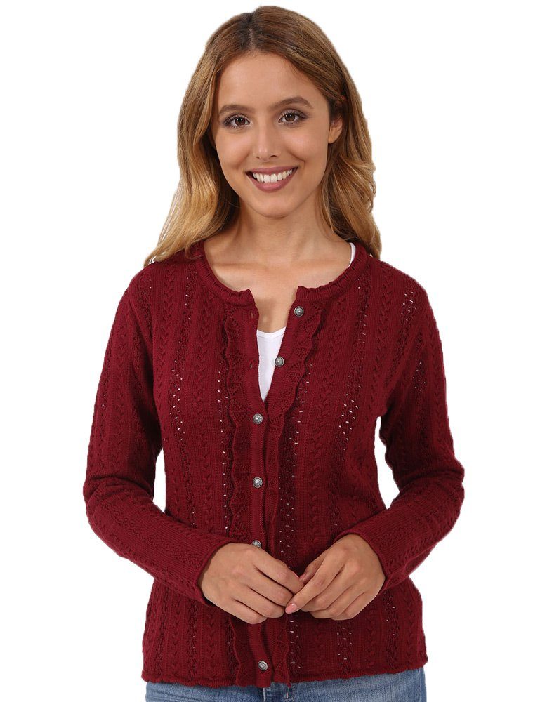 Krüger Madl Trachtenstrickjacke Krüger Damen Trachtenjacke 'Augusta' mit Lochstick