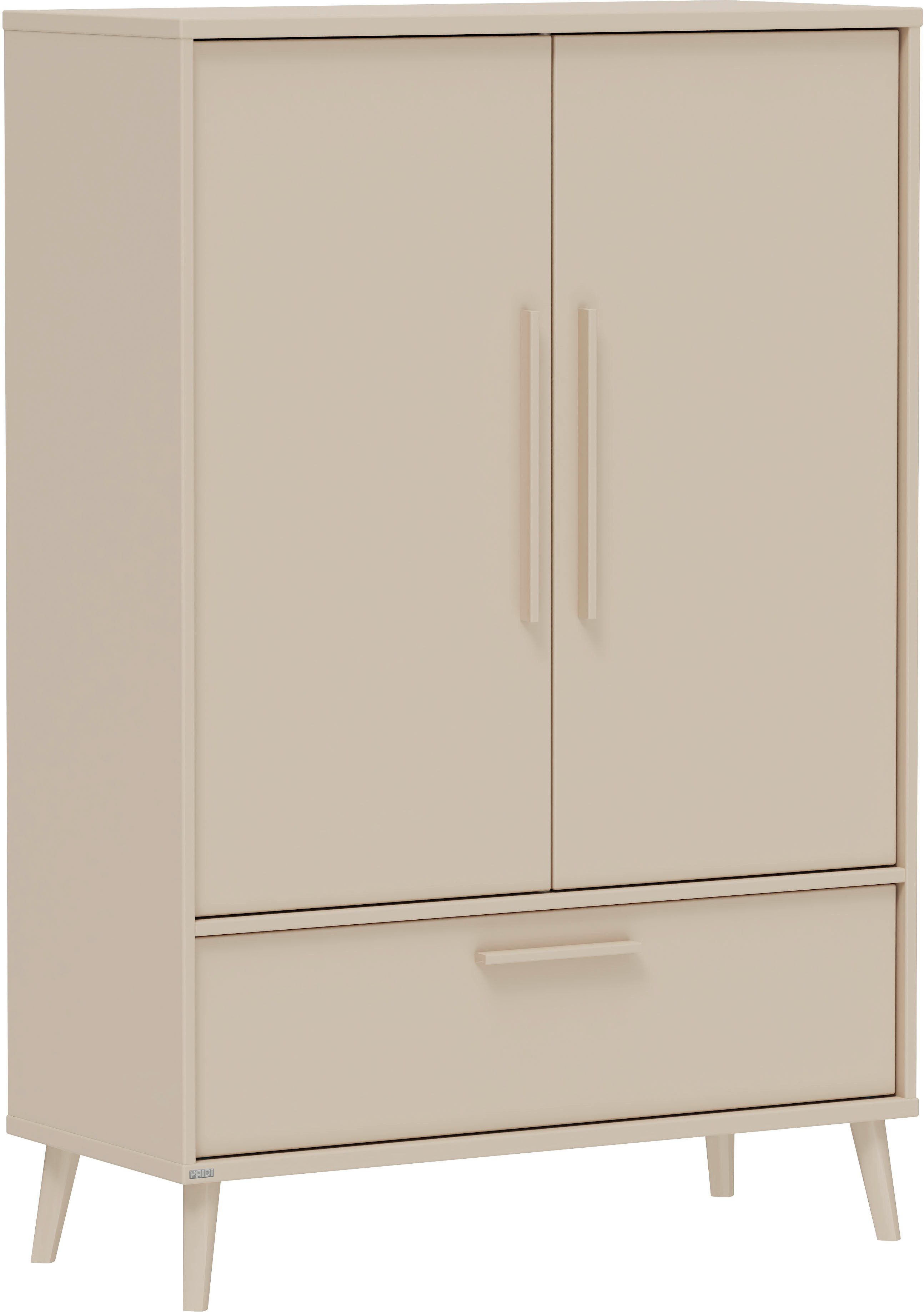 PAIDI Kleiderschrank EEFJE in Beige mit Schublade und Türen, verschiedene Ausführungen (B/H/T ca. 95-123/139-204/41-57cm, mit 2 oder 3 Türen + Tiny-Variante) stabiler Drehtürenschrank aus Holz, mit Soft-Close-Funktion