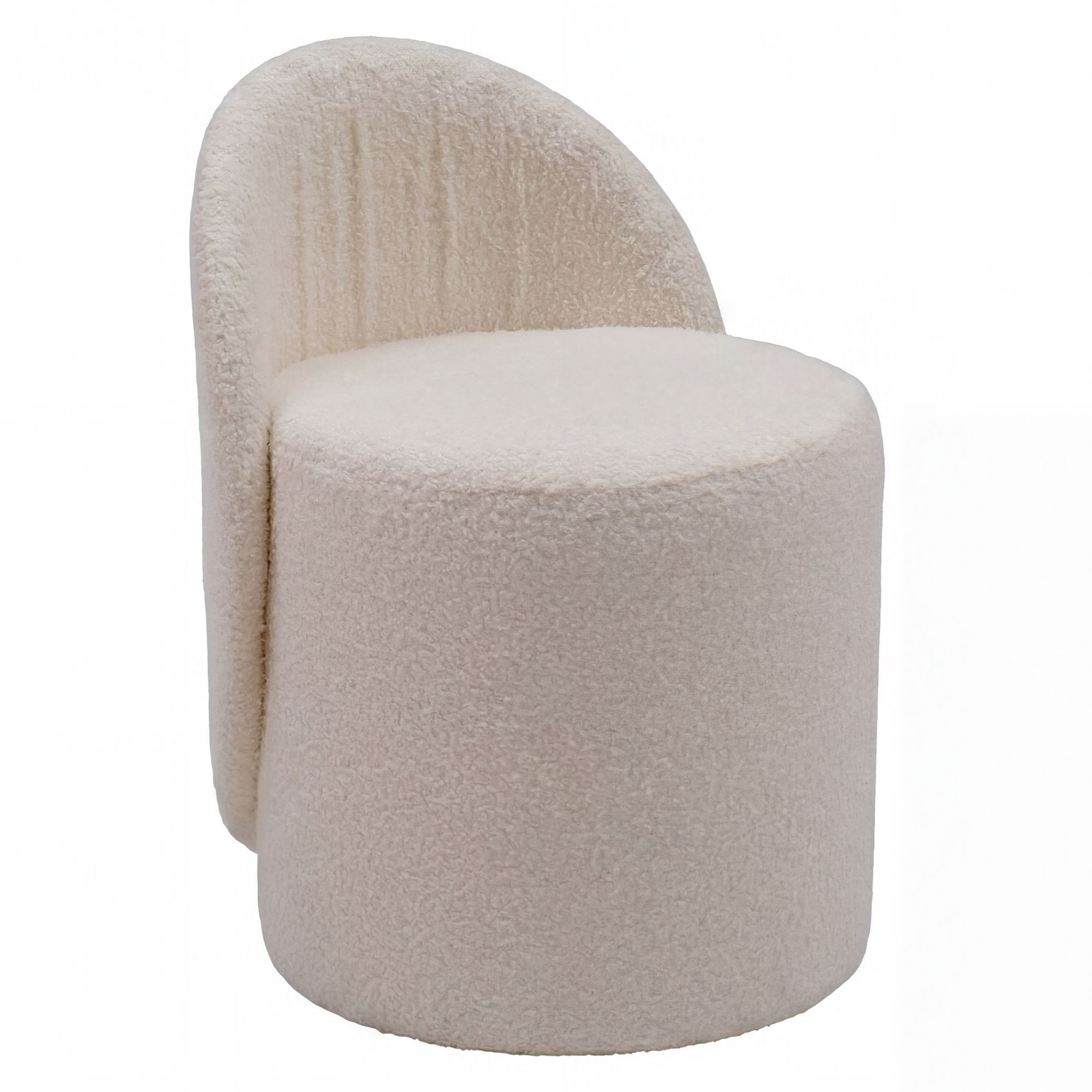 FINEBUY Sitzhocker FB117657 Stoffhocker 40cm Creme Beistellhocker Polsterhocker Hocker (Runder Polsterhocker mit weichem Teddy-Bezug), Komfortabler Sitzhocker mit fester Rückenlehne