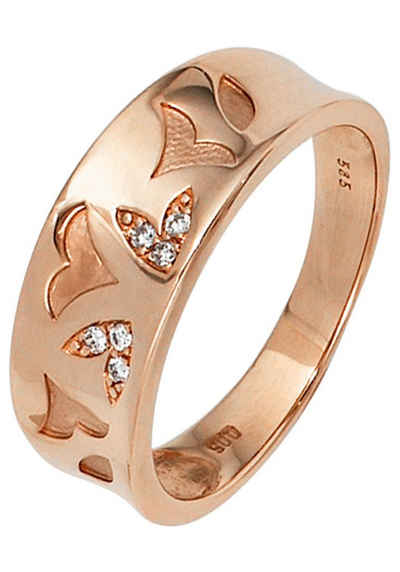 JOBO Diamantring, 585 Roségold mit 6 Diamanten