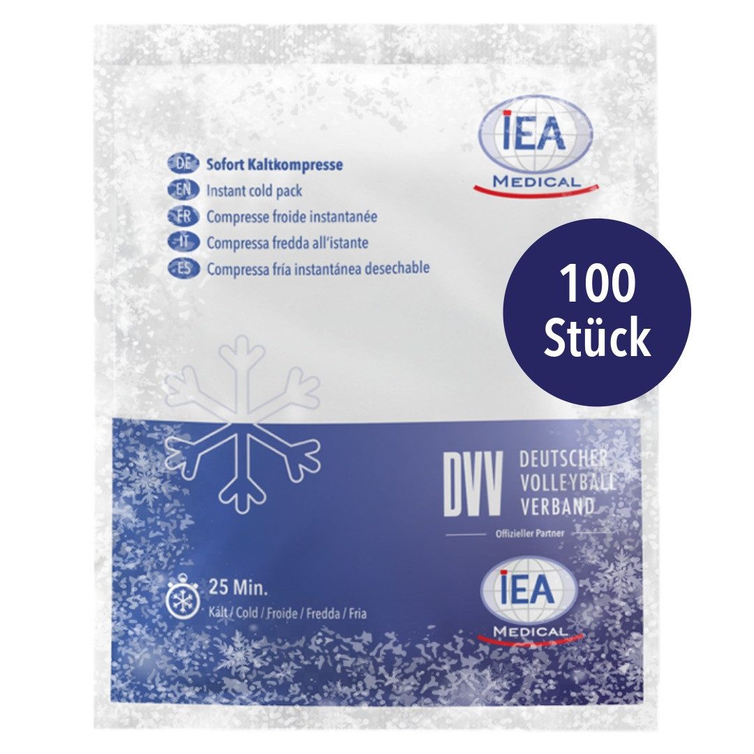 IEA Medical Kühlpad Sofort-Kälte-Kompresse, Kühlpacks für Prellungen & andere Verletzungen, Komplettset 100-tlg., Set, Einmal-Kühlpacks, Kühlpack zum knicken, Kühlkompresse, Kältekompresse