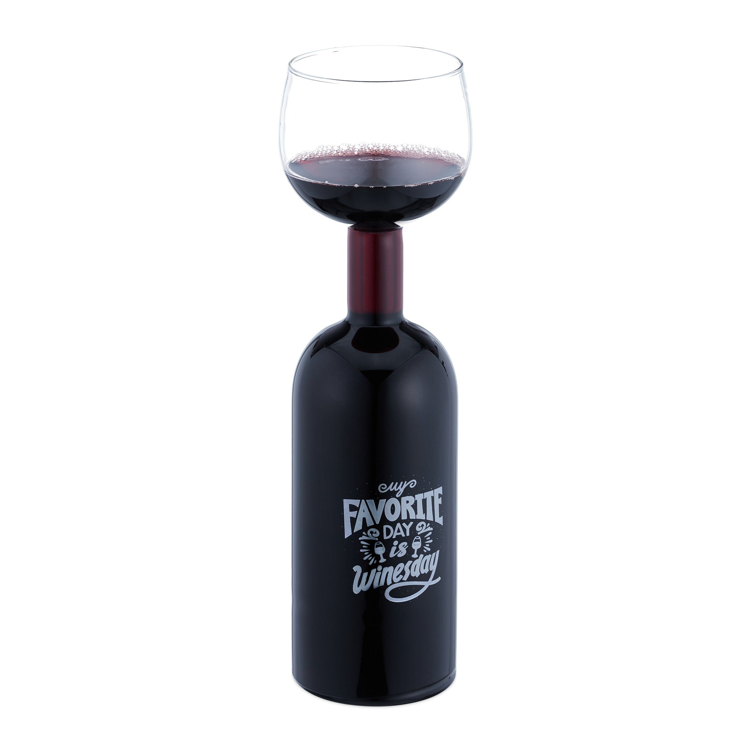 relaxdays Weinglas Weinflasche mit Glas 750 ml, Glas