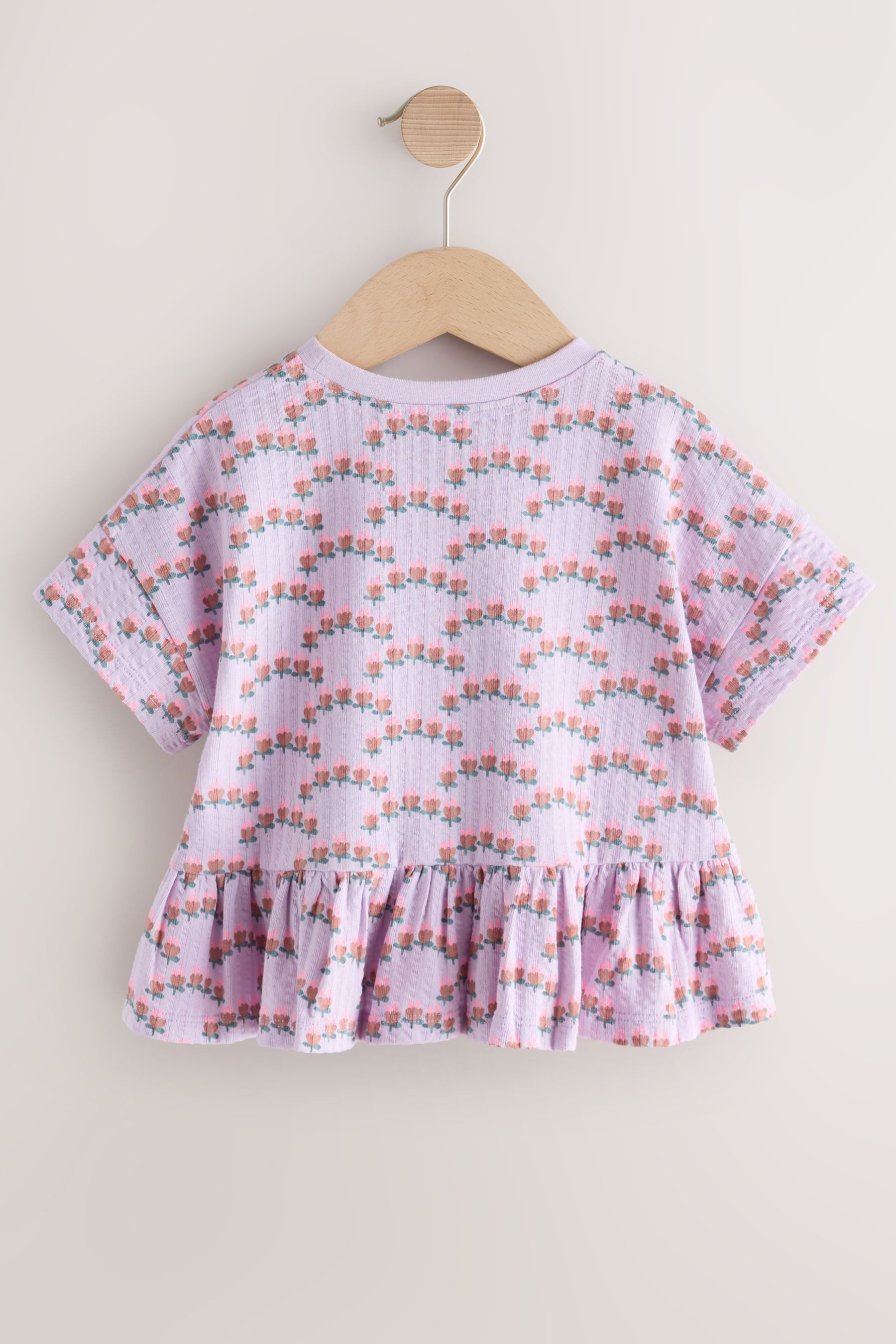 Next Schößchenshirt Kurzarmshirt mit Schößchen aus 100 % Baumwolle (1-tlg) – Bild 2 von 4