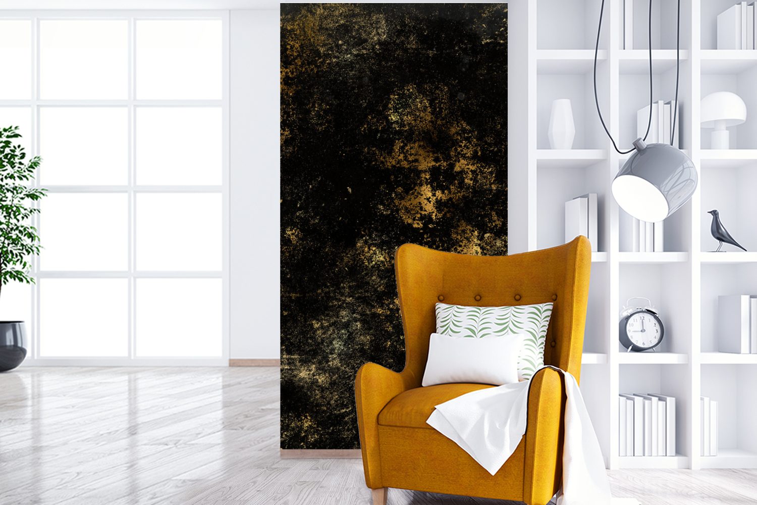 Wohnzimmer Fototapete Vliestapete Gold Luxus bedruckt, Küche, St), Schlafzimmer (2 MuchoWow Farbe, - - Fototapete für Matt,