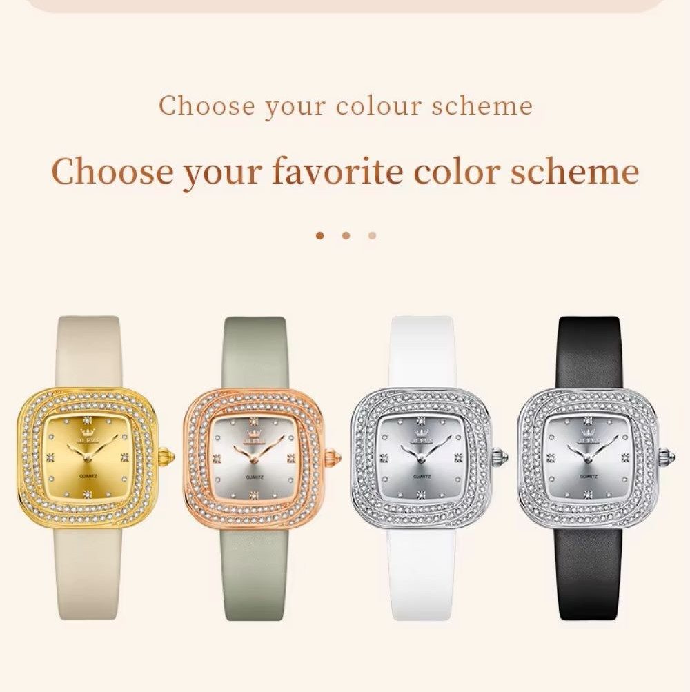 OLEVS Quarzuhr Damenuhr Olevs – Quadratisches Design mit Strass