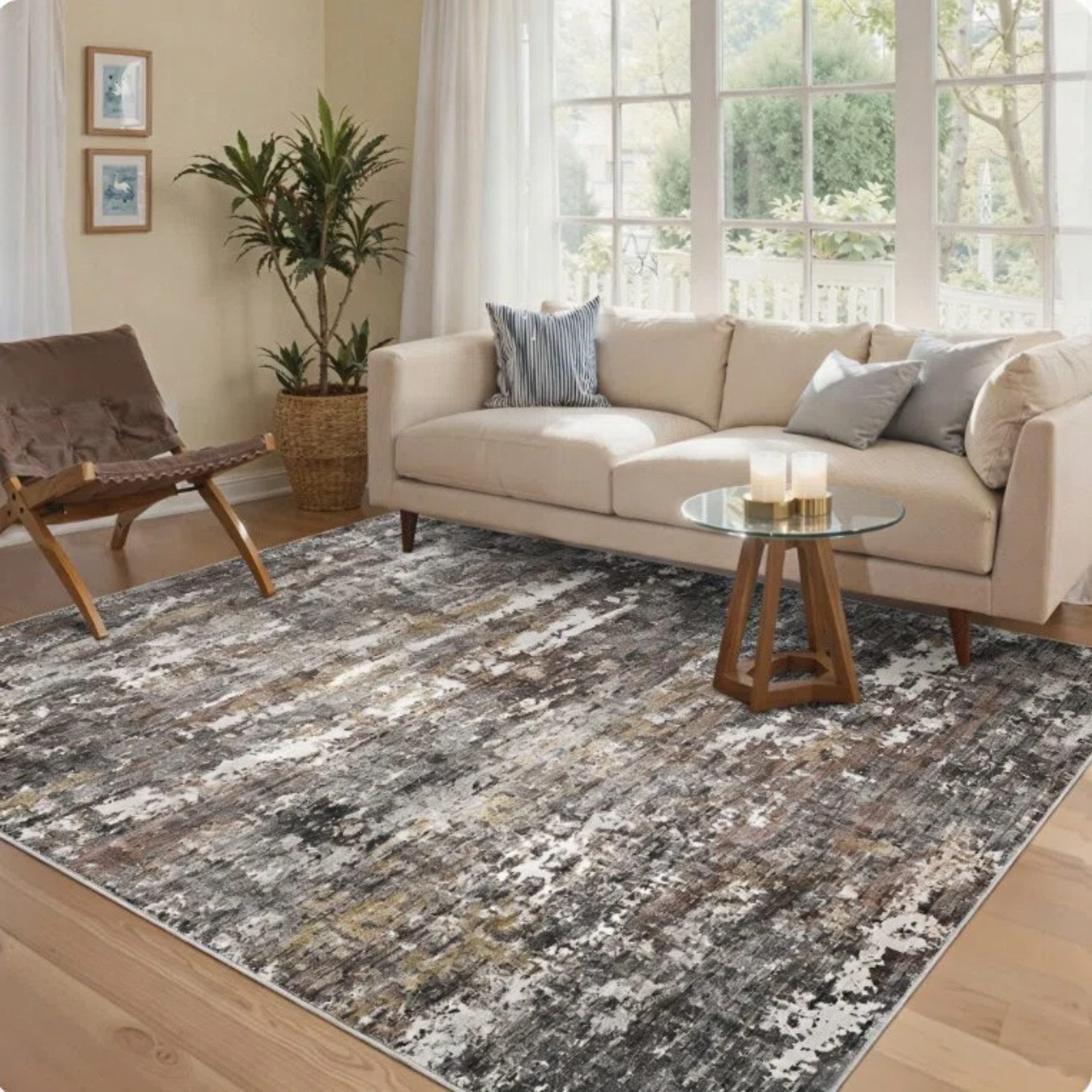 GarveeMore Teppich Moderner Abstrakter Teppich mit Künstlerischem Design für Wohnzimmer, rechteckig, Höhe: 5 mm