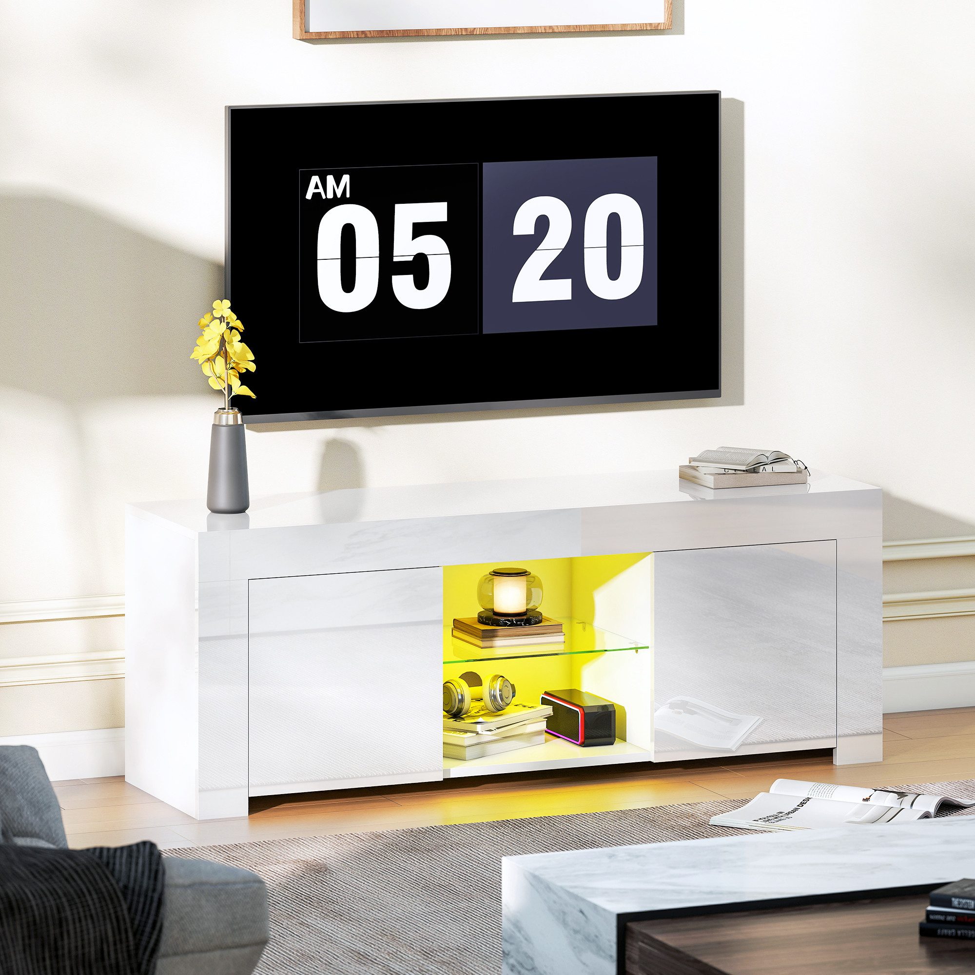HOMCOM TV-Board mit 2 Türen, RGB günstig online kaufen