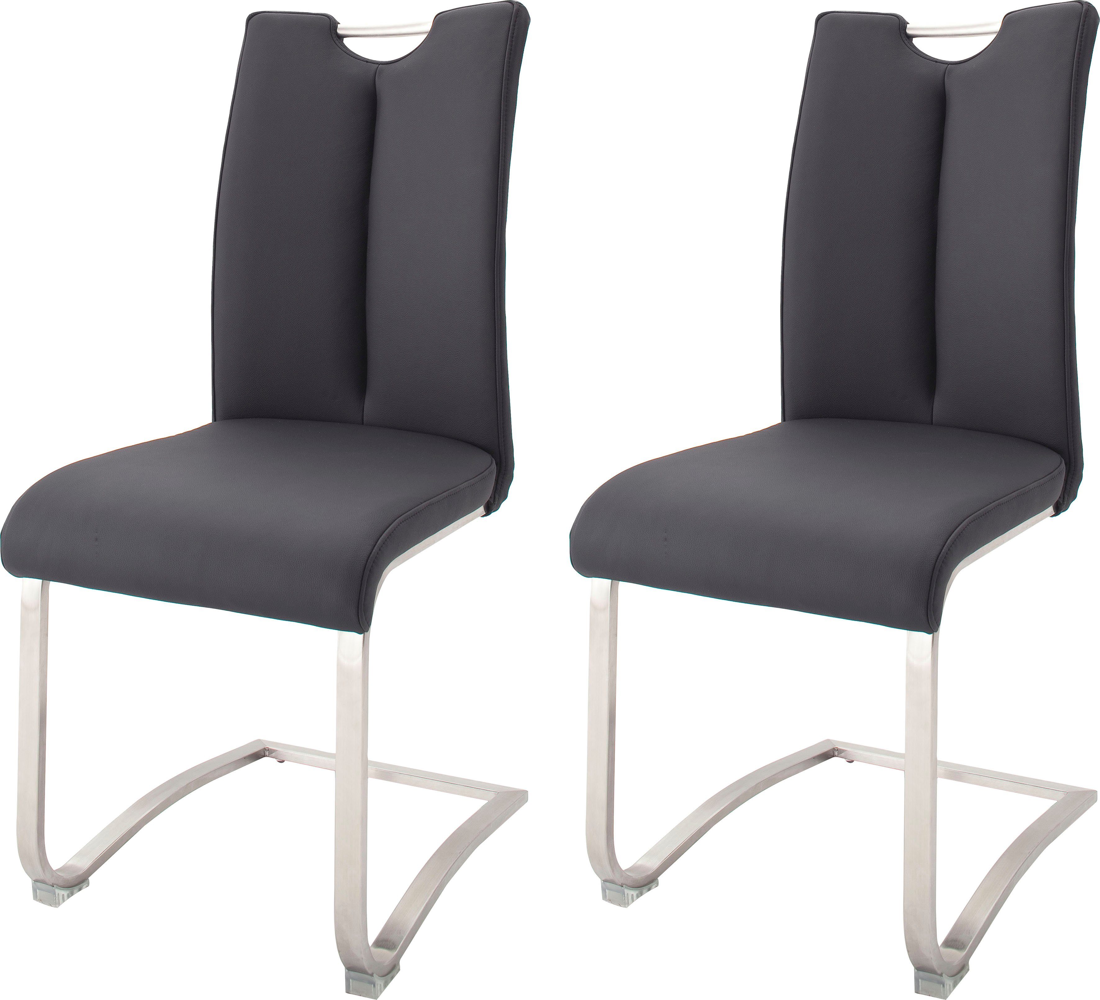 MCA furniture Freischwinger Artos (Set, 2 St), Stuhl mit Echtlederbezug, bis 140 Kg belastbar Schwarz/Edelstahl | Schwarz