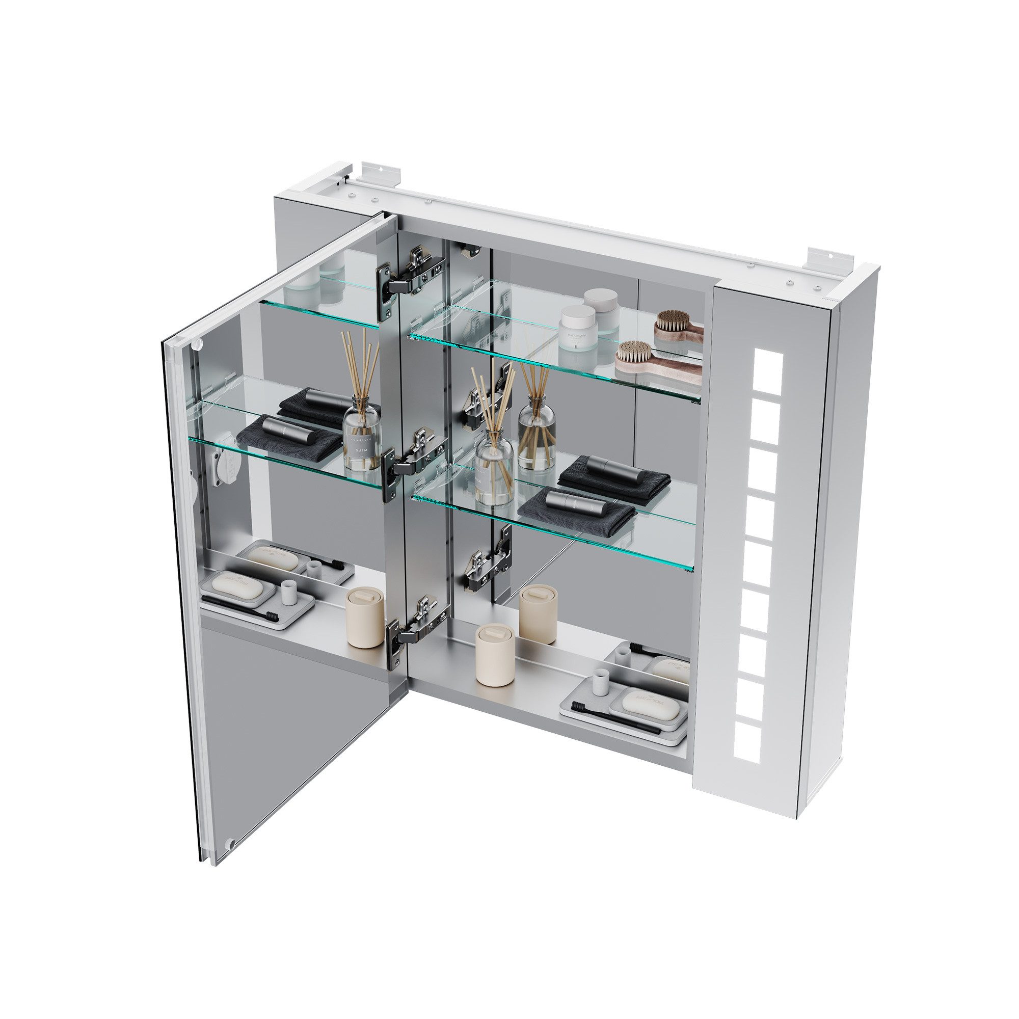 SONNI Badezimmerspiegelschrank Spiegelschrank LED Beleuchtung Aluminum günstig online kaufen